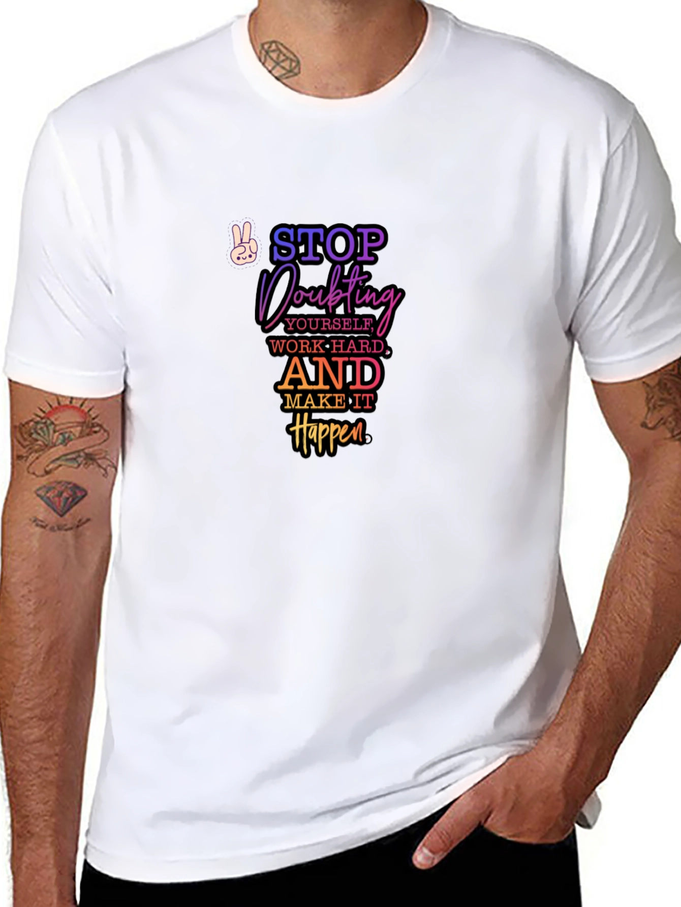 Motivational Quote Graphic Tee - Stop Doubting T-Shirt