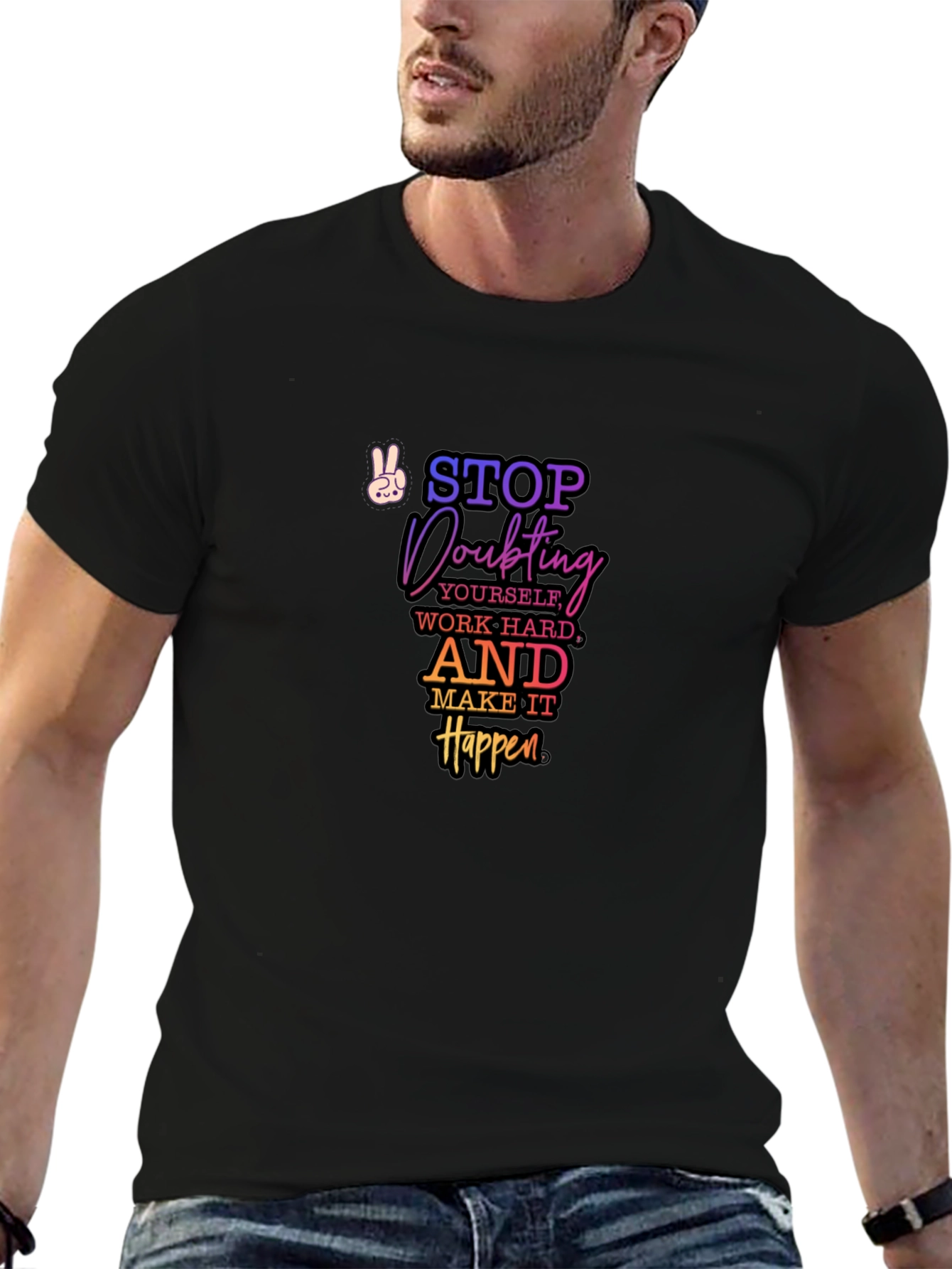 Motivational Quote Graphic Tee - Stop Doubting T-Shirt