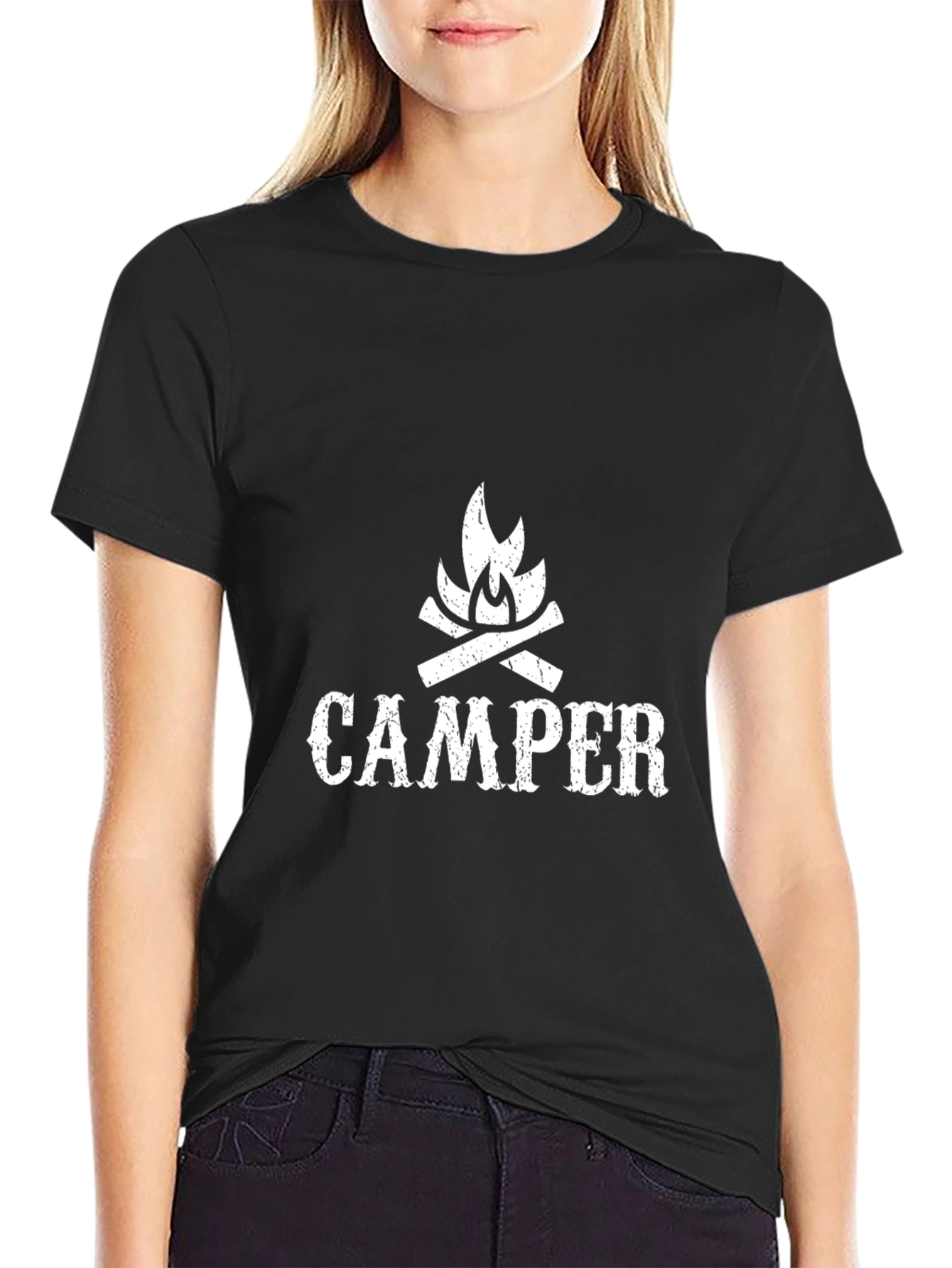Camper Graphic T-Shirt - Mens Black Crew Neck Tee