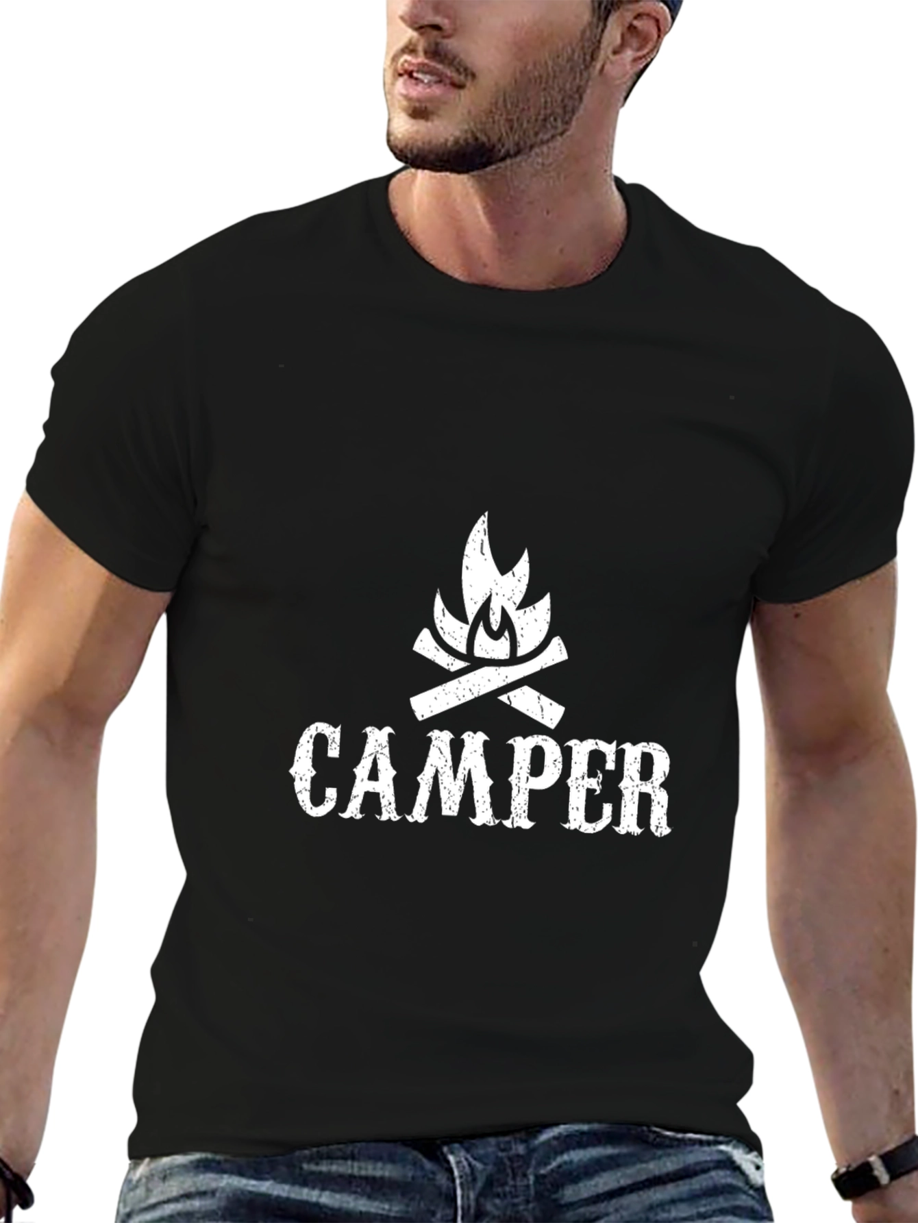 Camper Graphic T-Shirt - Mens Black Crew Neck Tee