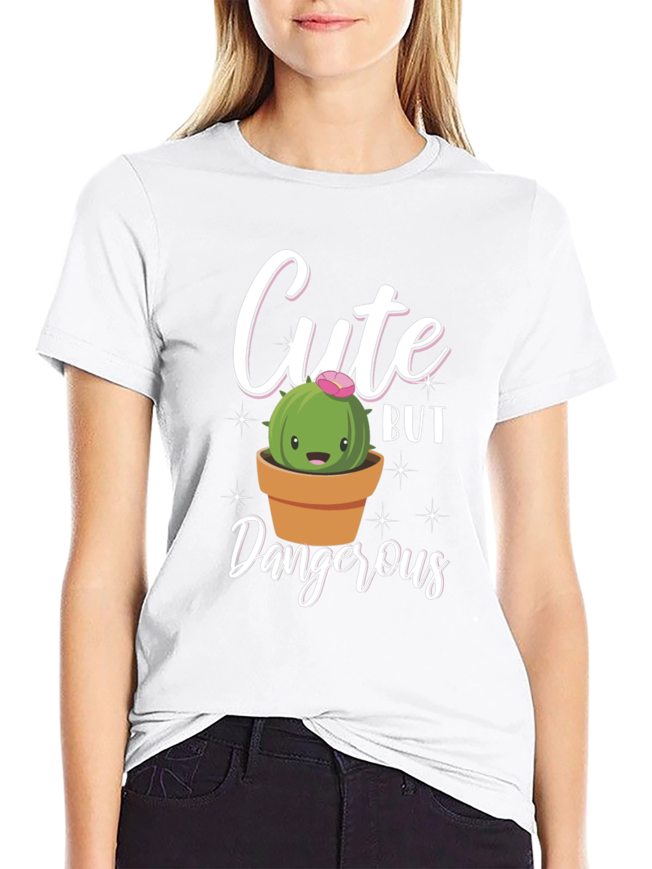 Cute But Dangerous Cactus Graphic T-Shirt