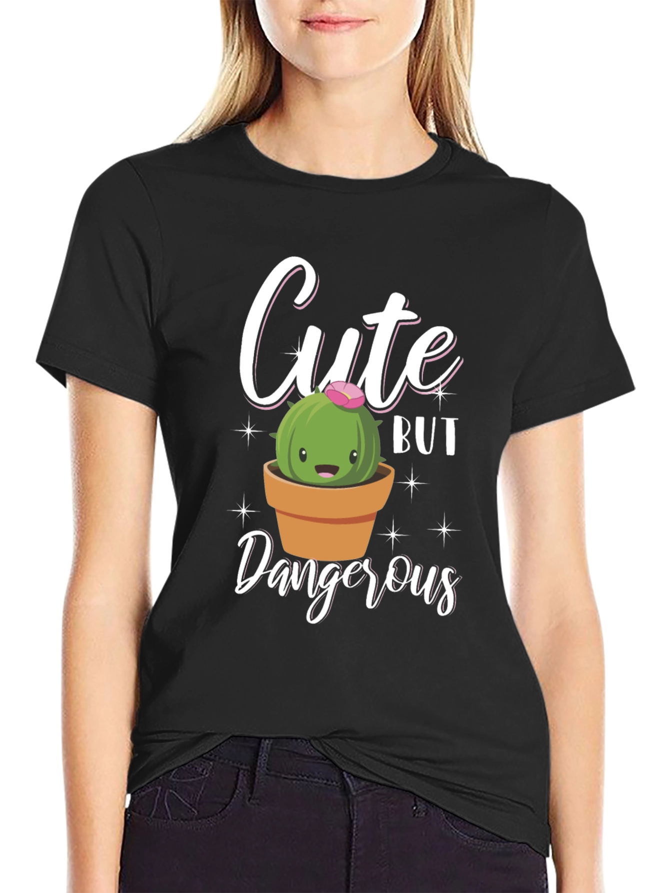 Cute But Dangerous Cactus Graphic T-Shirt