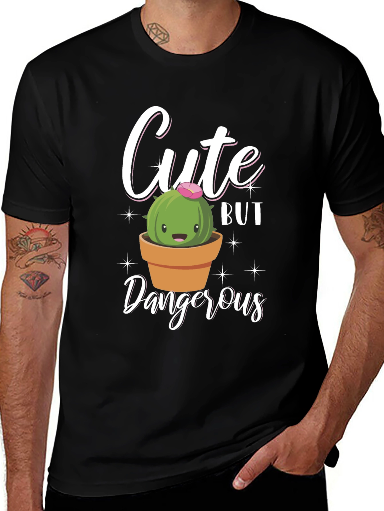 Cute But Dangerous Cactus Graphic T-Shirt