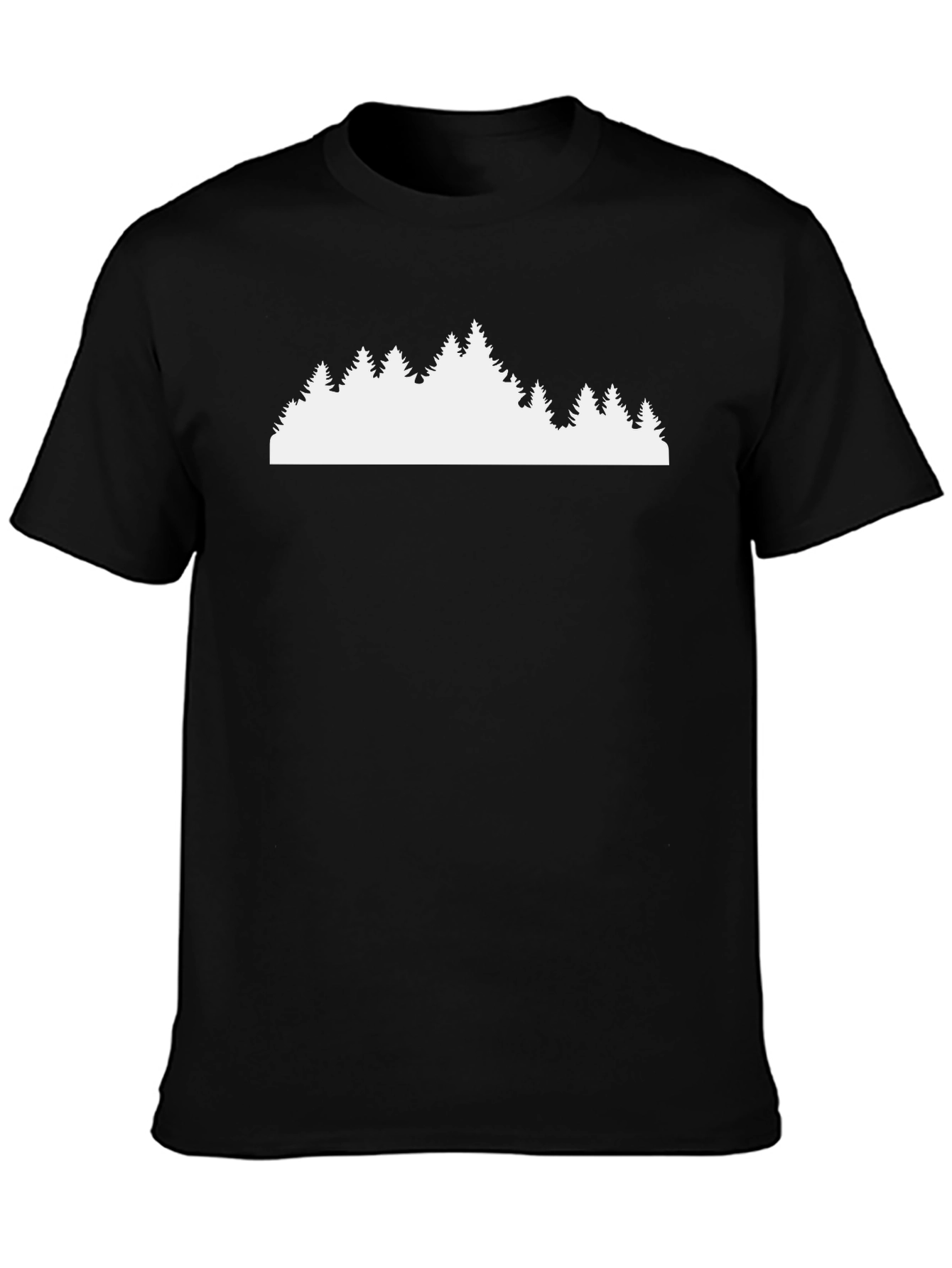 Black T-Shirt with Forest Silhouette Design
