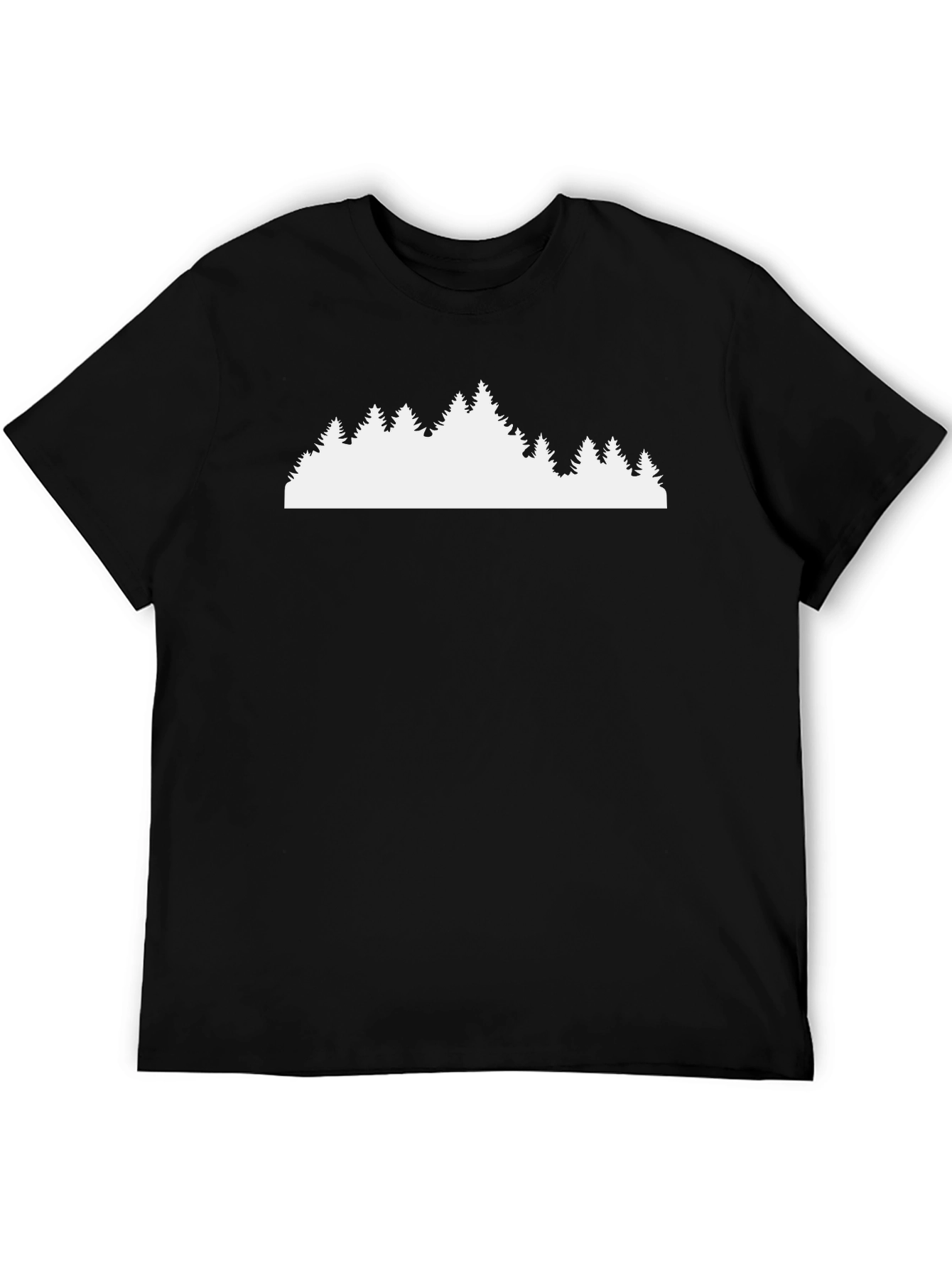 Black T-Shirt with Forest Silhouette Design