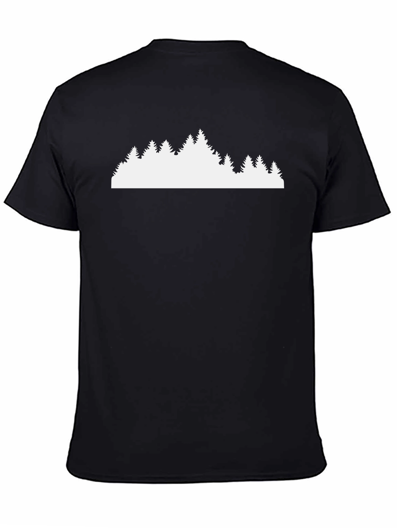 Black T-Shirt with Forest Silhouette Design