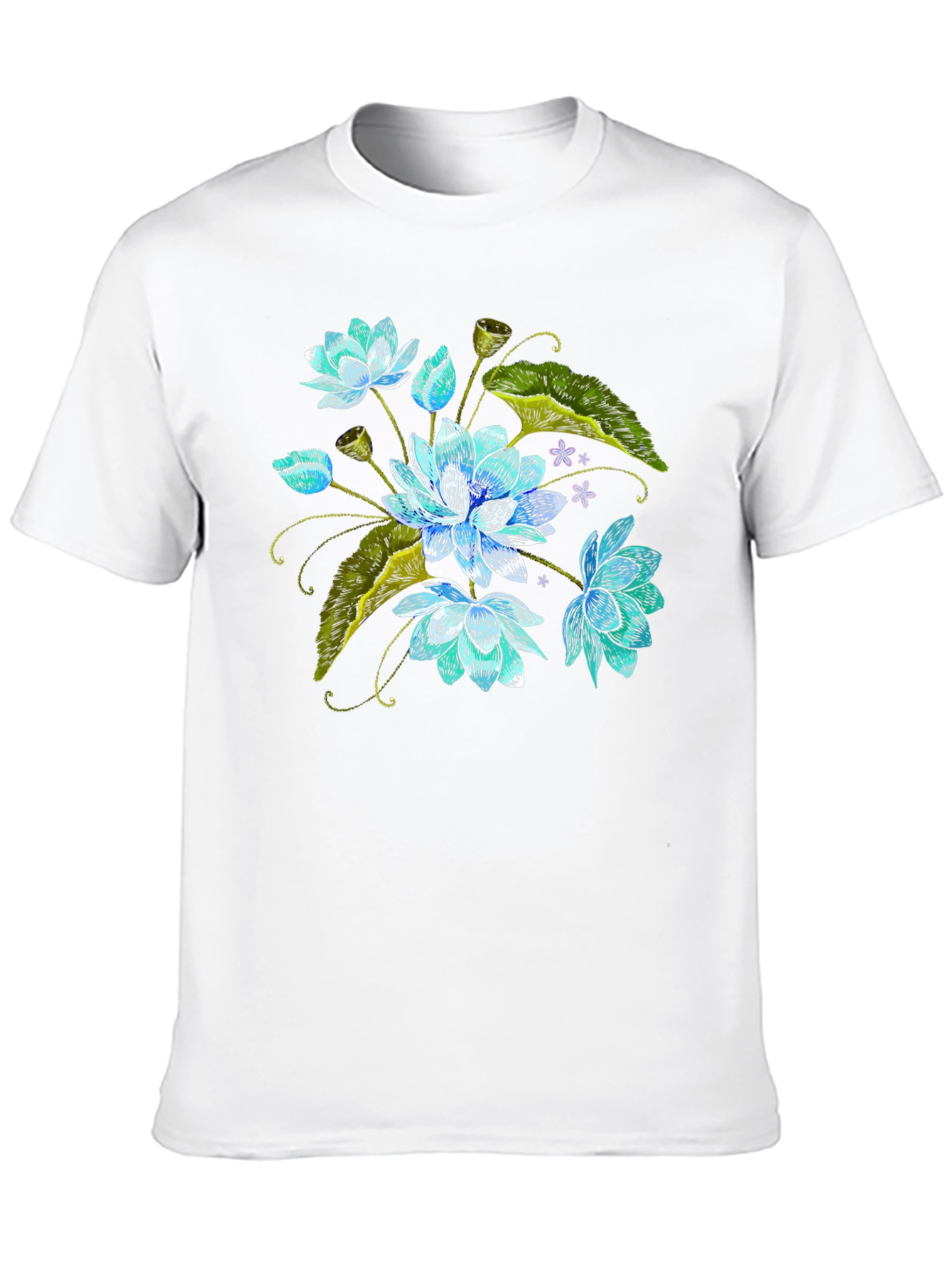 Lotus Flower Embroidered Graphic Tee