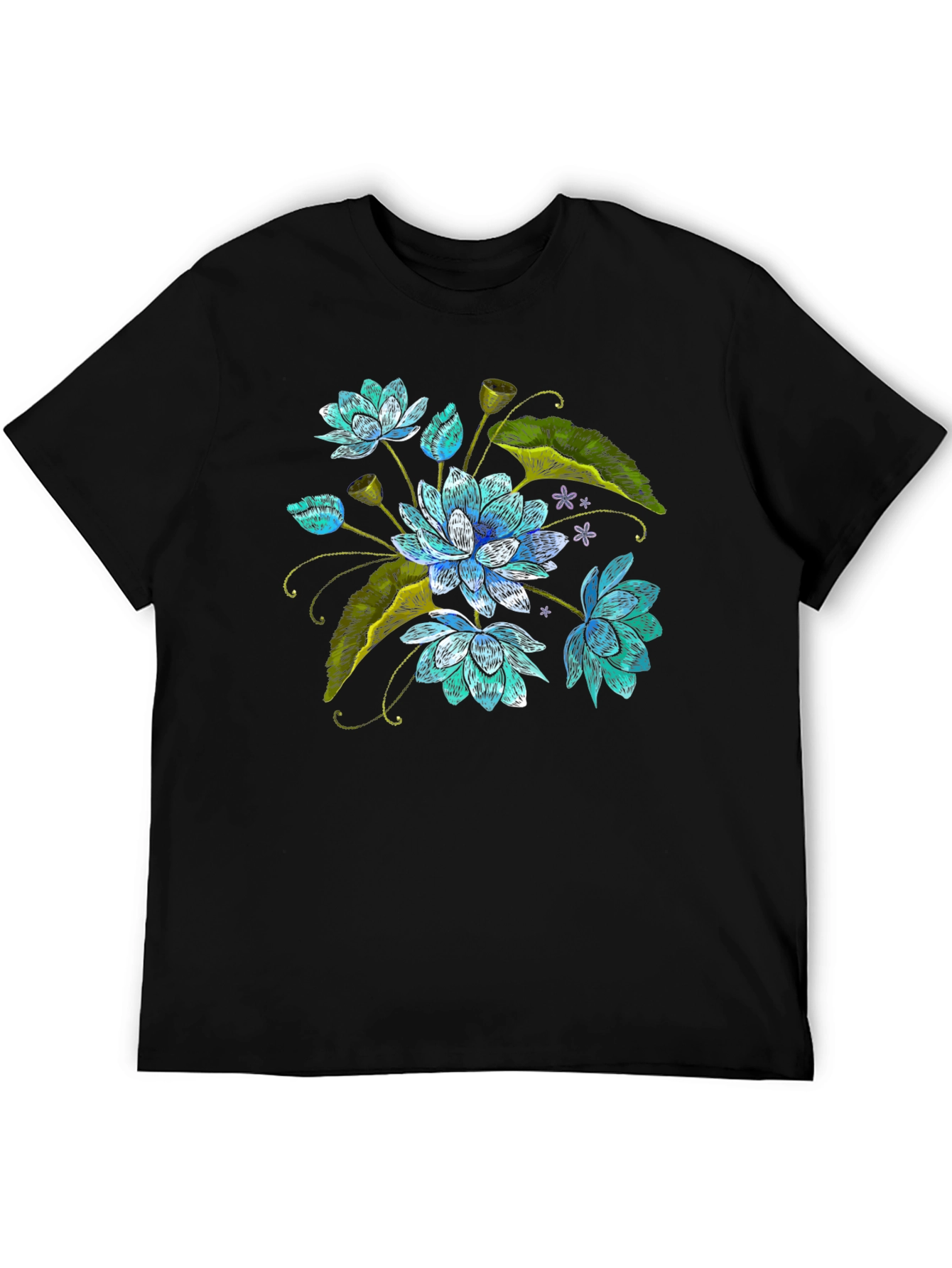 Lotus Flower Embroidered Graphic Tee