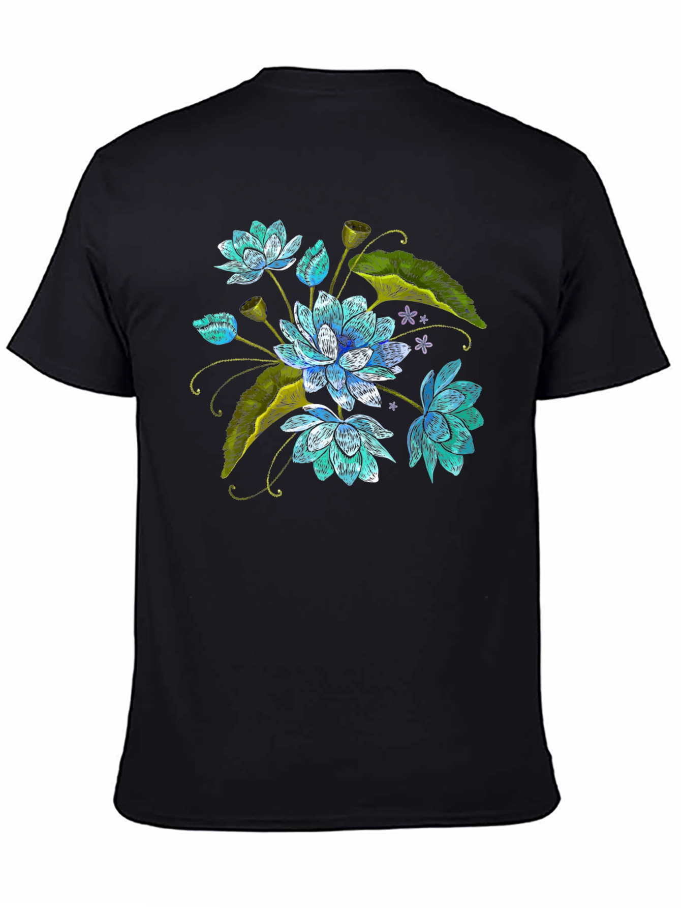Lotus Flower Embroidered Graphic Tee