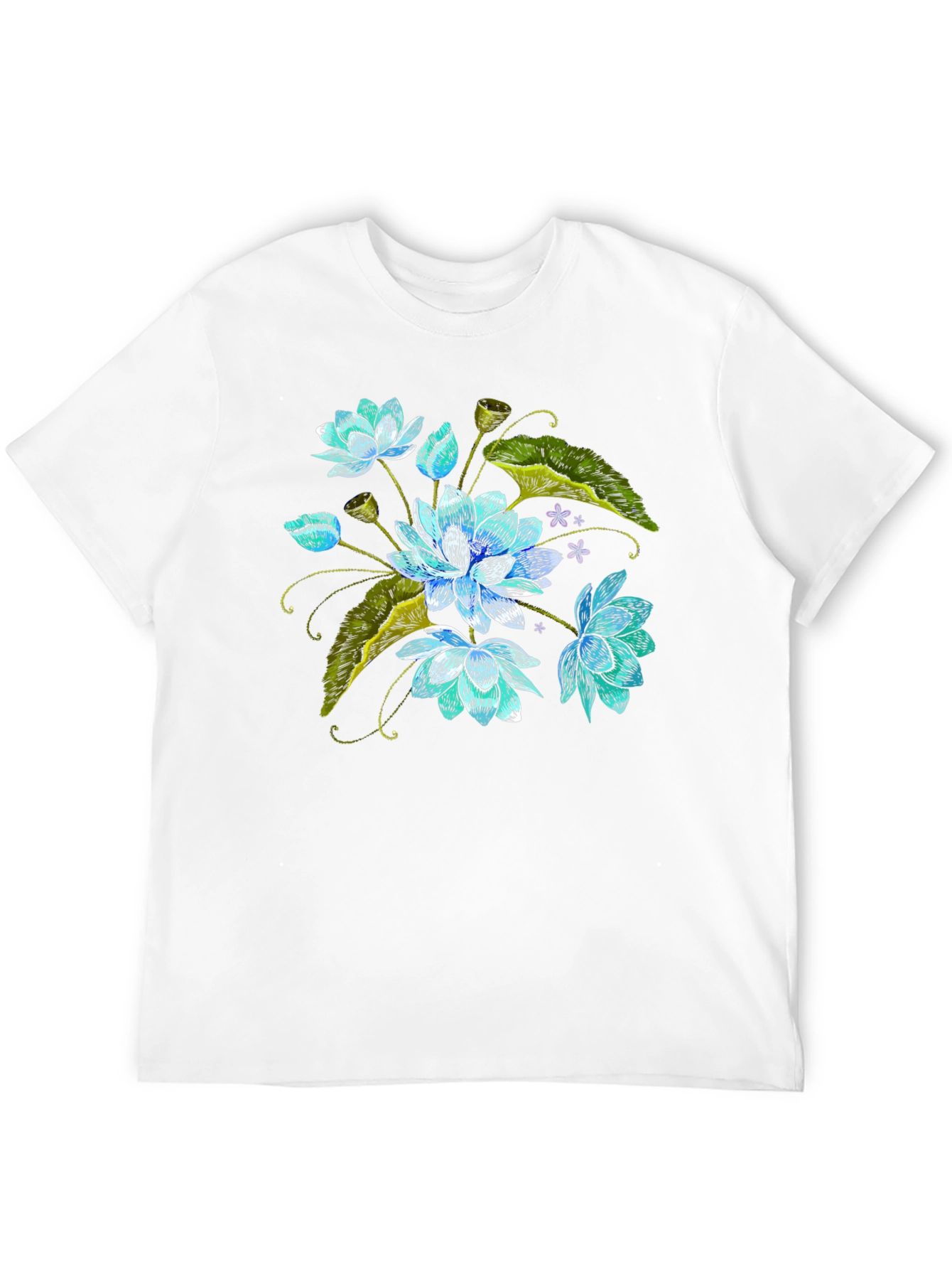 Lotus Flower Embroidered Graphic Tee