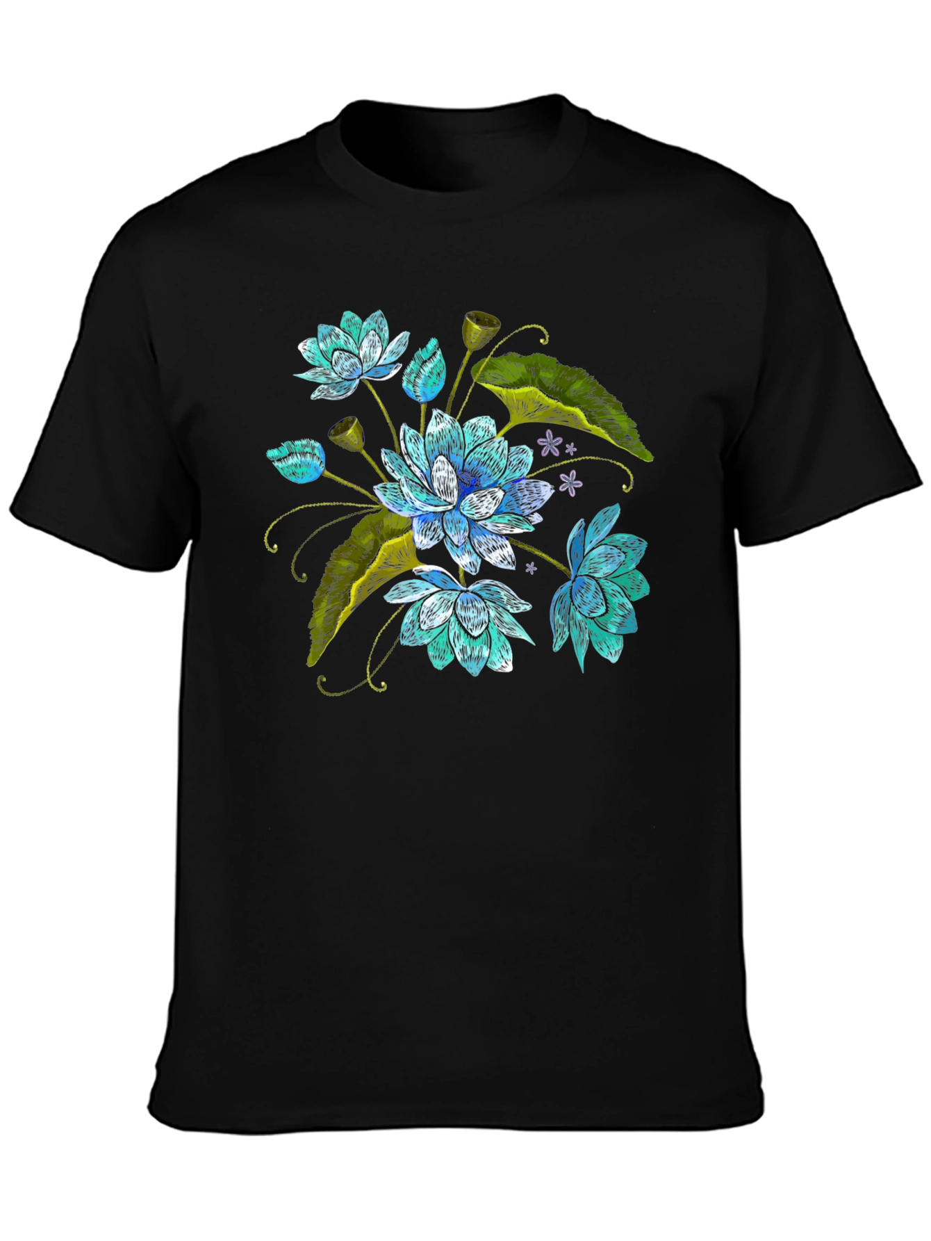 Lotus Flower Embroidered Graphic Tee
