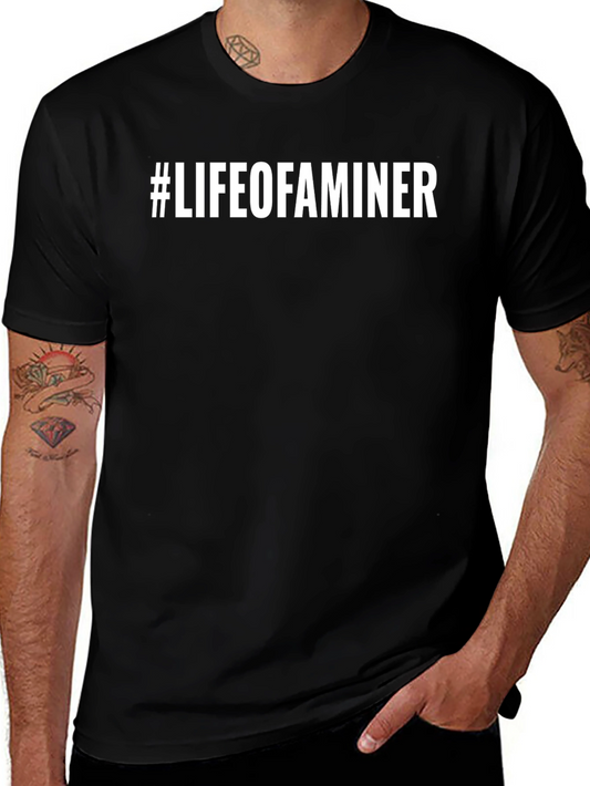 #Lifeofaminer Black T-Shirt Crew Neck Casual Style