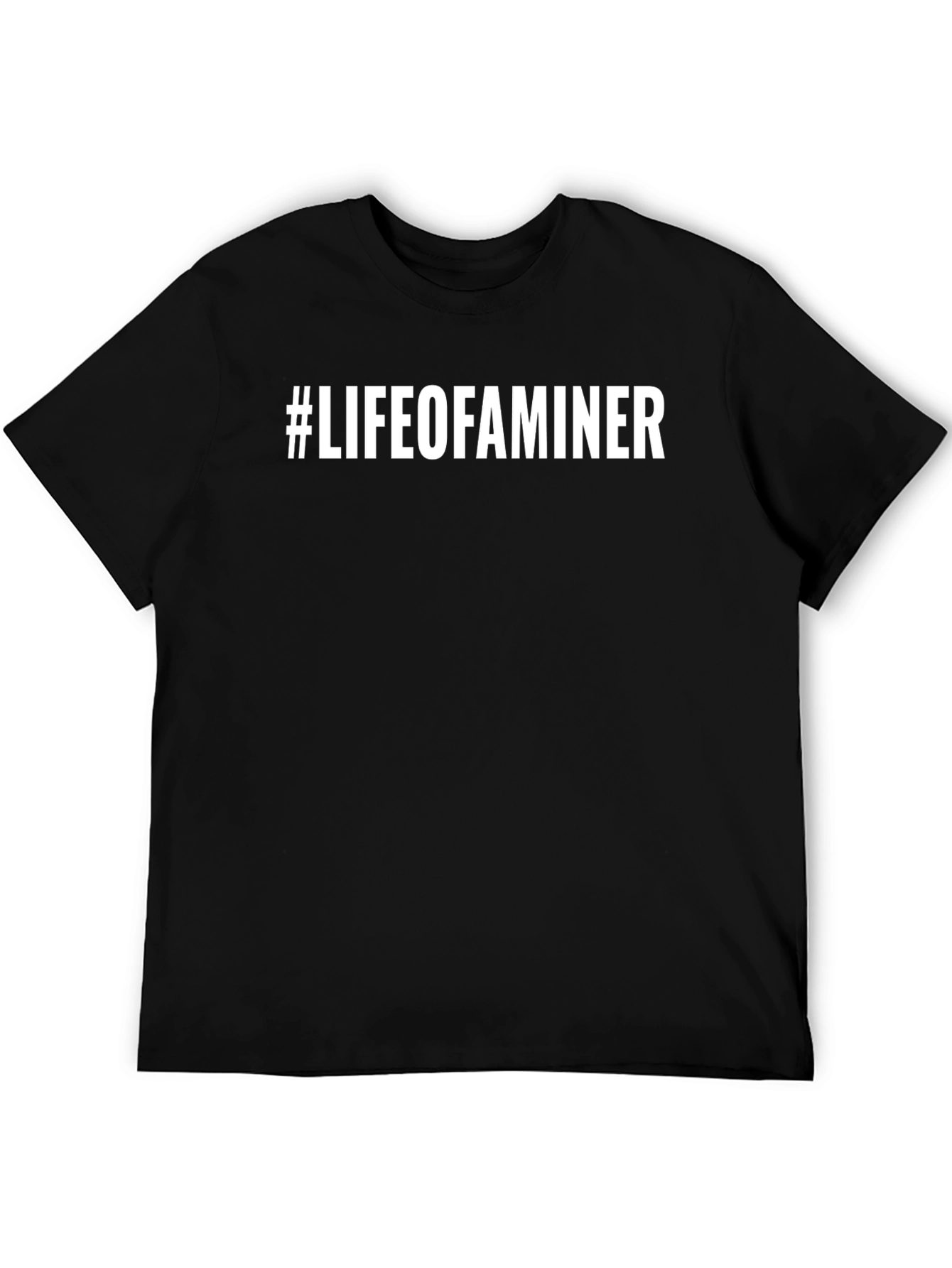 #Lifeofaminer Black T-Shirt Crew Neck Casual Style