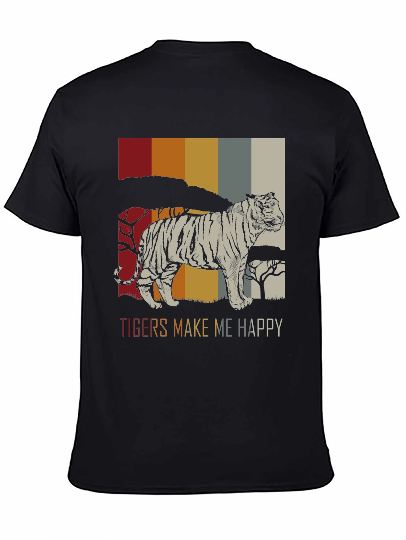 Tigers Make Me Happy Graphic Tee - Retro Style