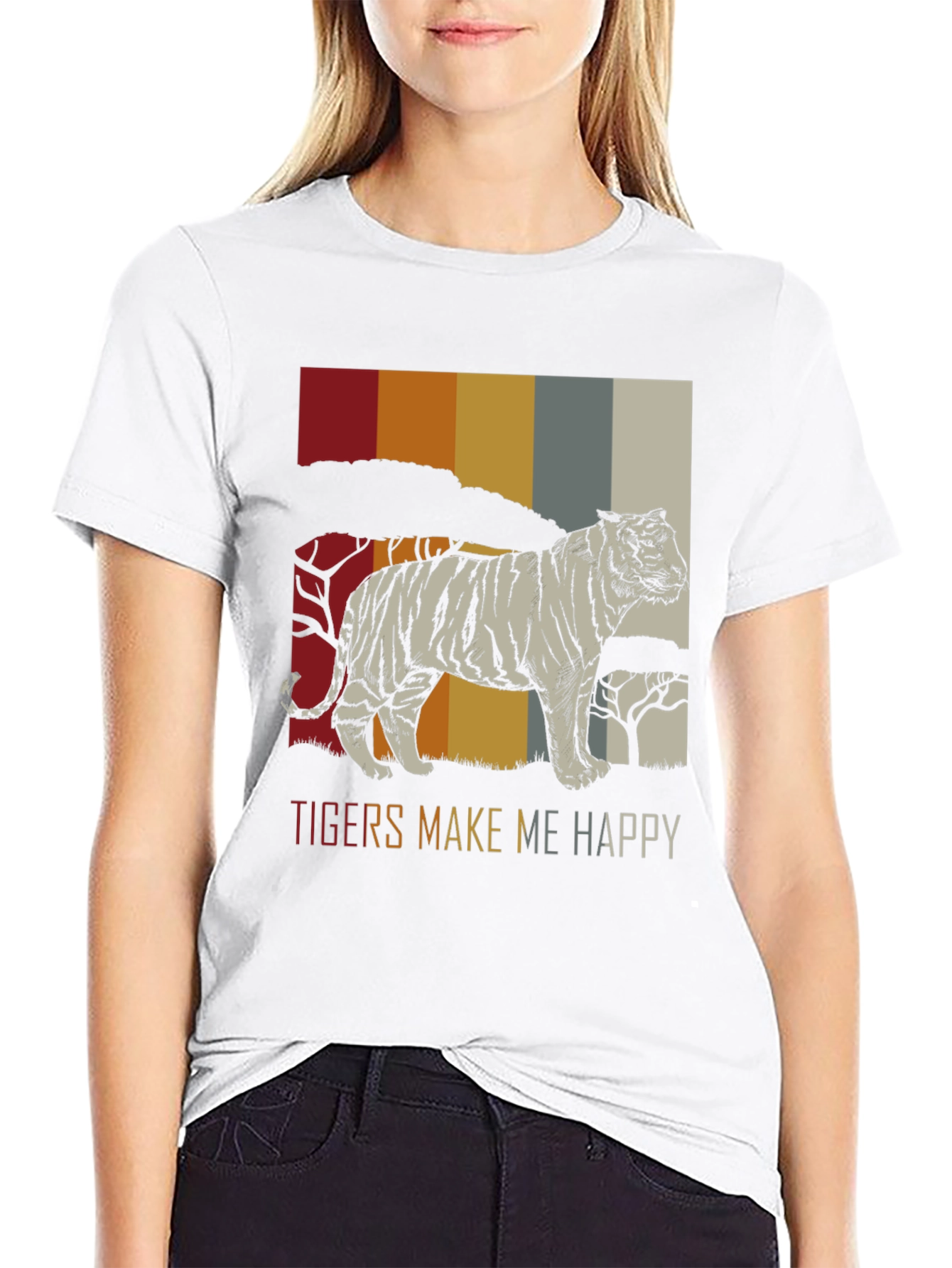 Tigers Make Me Happy Graphic Tee - Retro Style