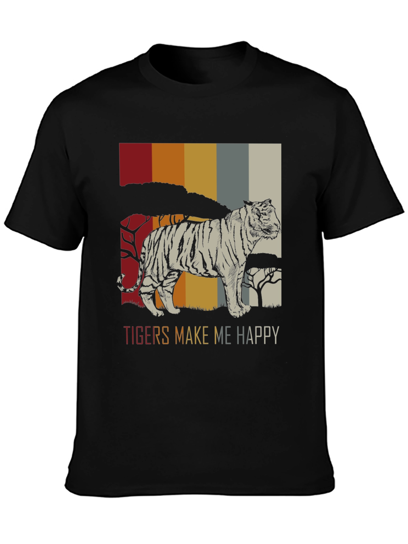 Tigers Make Me Happy Graphic Tee - Retro Style