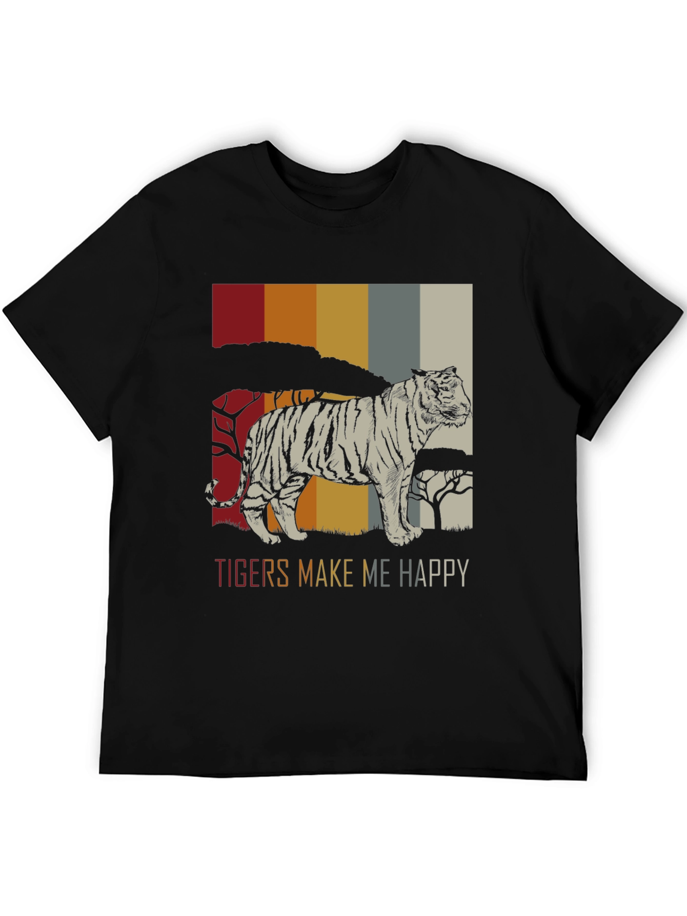 Tigers Make Me Happy Graphic Tee - Retro Style