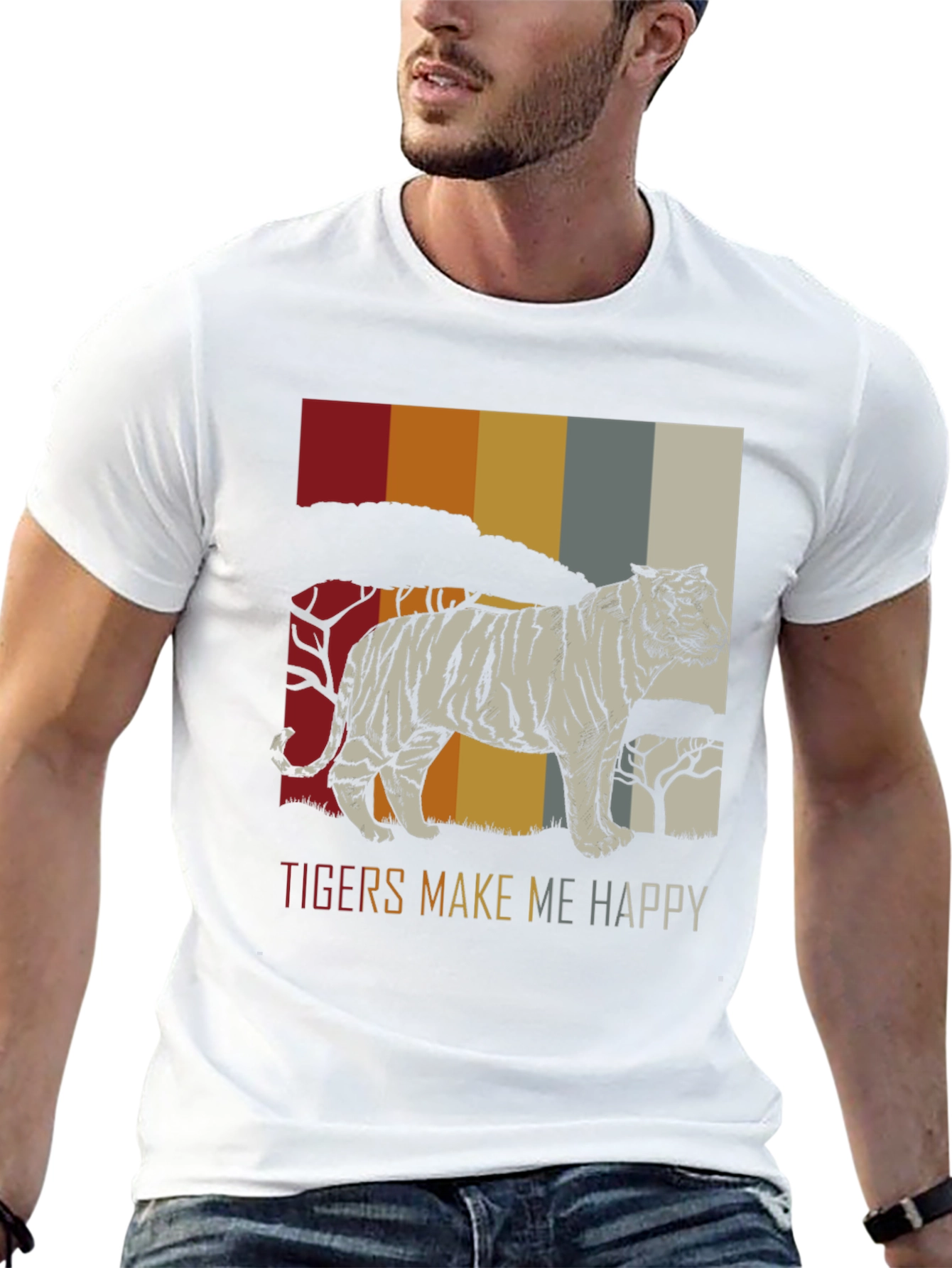 Tigers Make Me Happy Graphic Tee - Retro Style