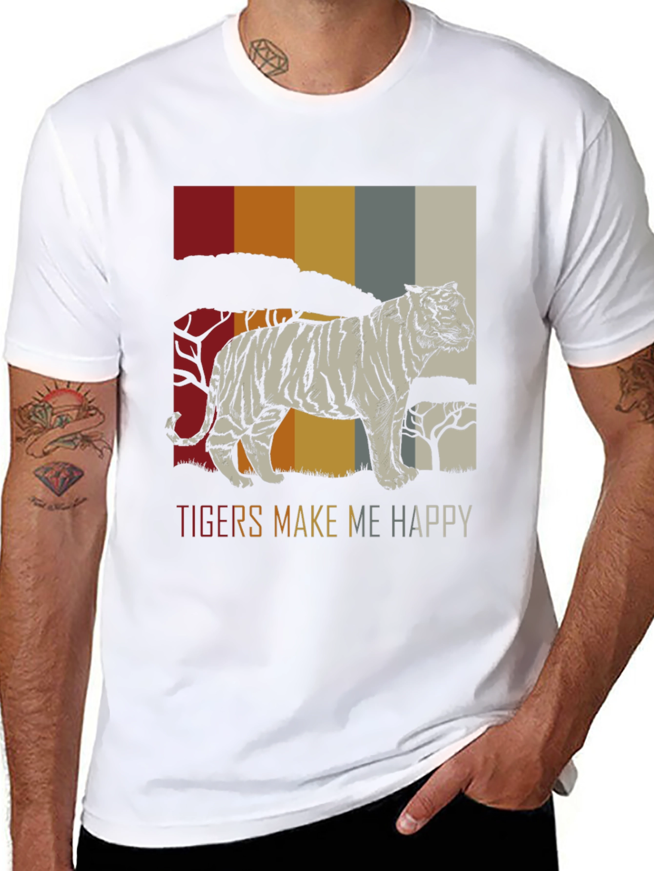 Tigers Make Me Happy Graphic Tee - Retro Style