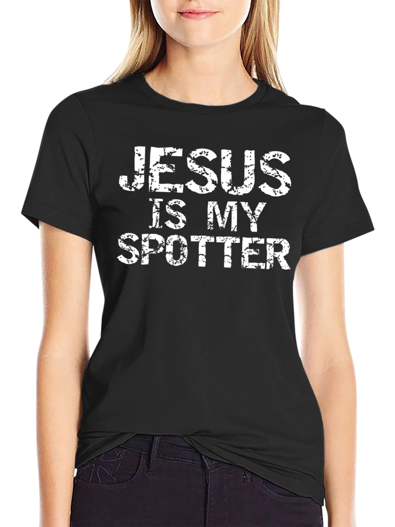 Jesus Is My Spotter Black T-Shirt