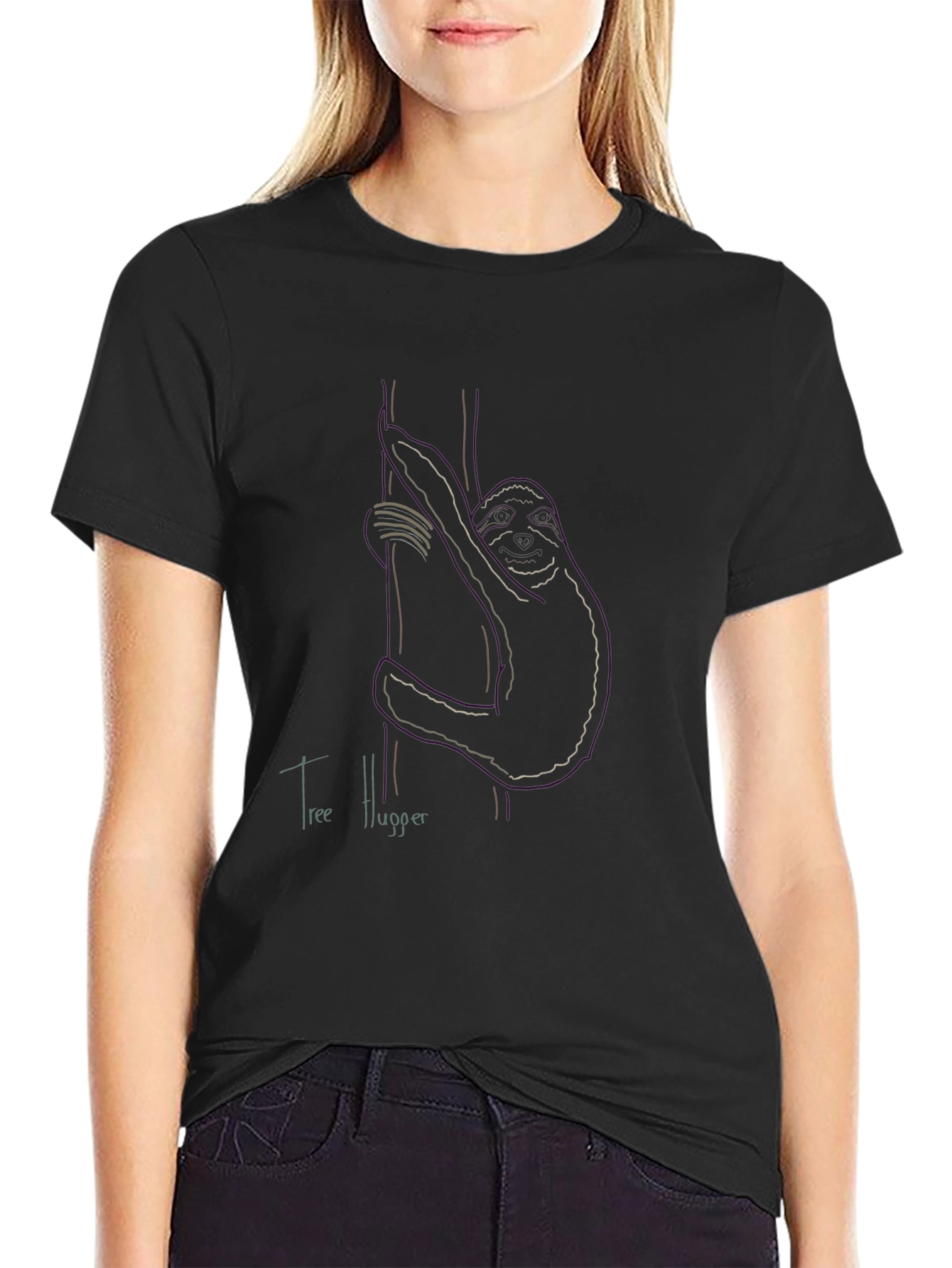 Tree Hugger Sloth Graphic Tee - Nature Lovers Apparel
