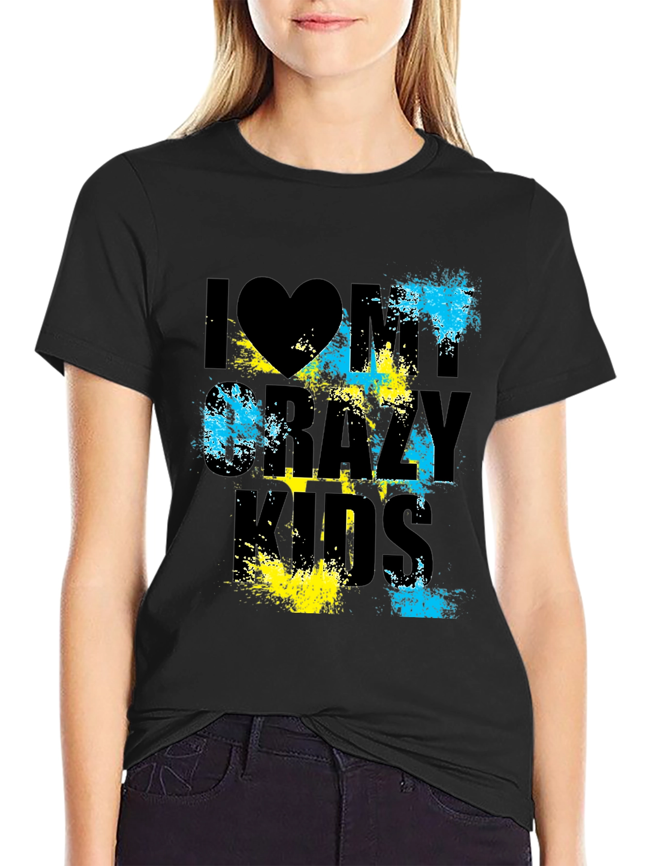 I Love My Crazy Kids Graphic T-Shirt - Black