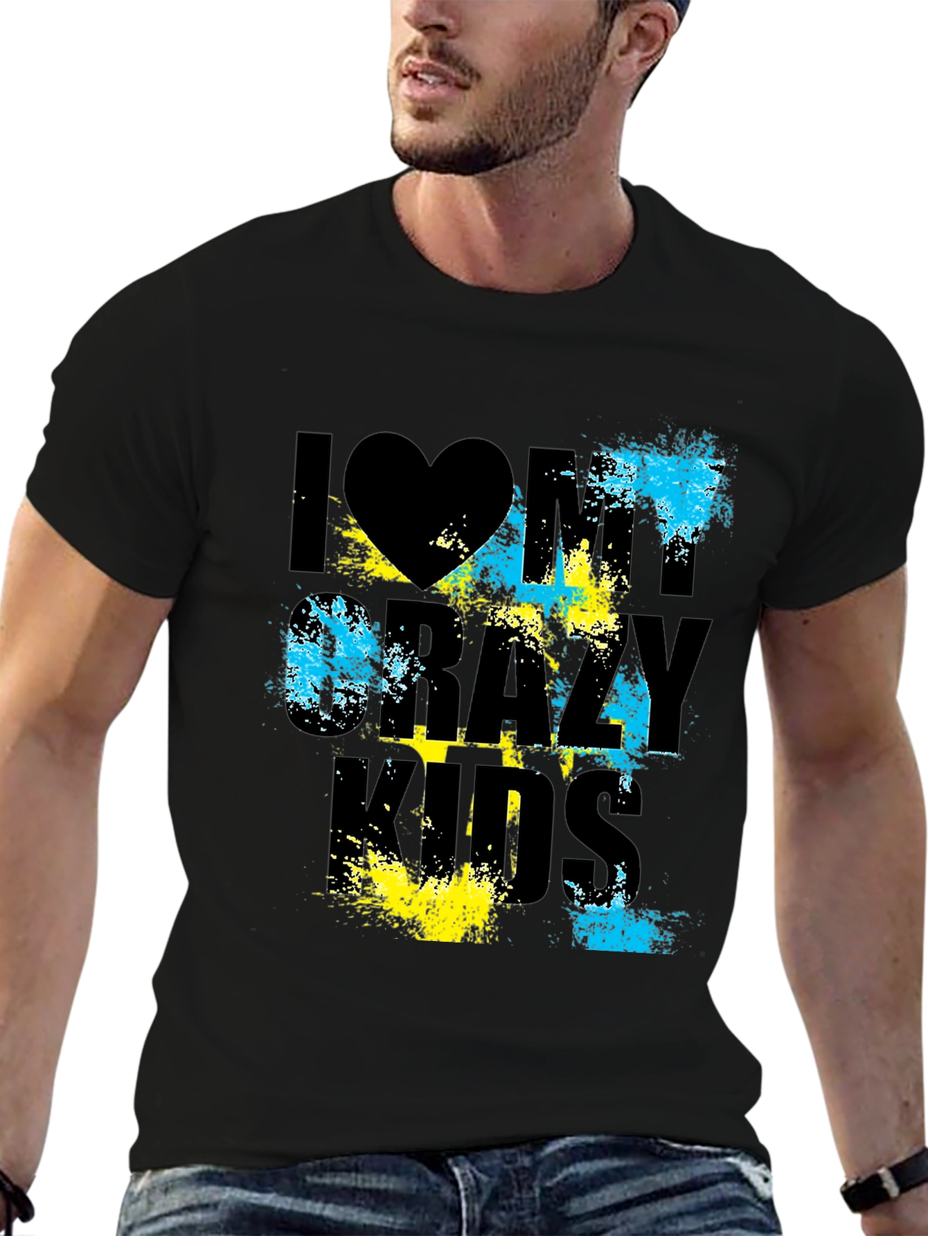 I Love My Crazy Kids Graphic T-Shirt - Black