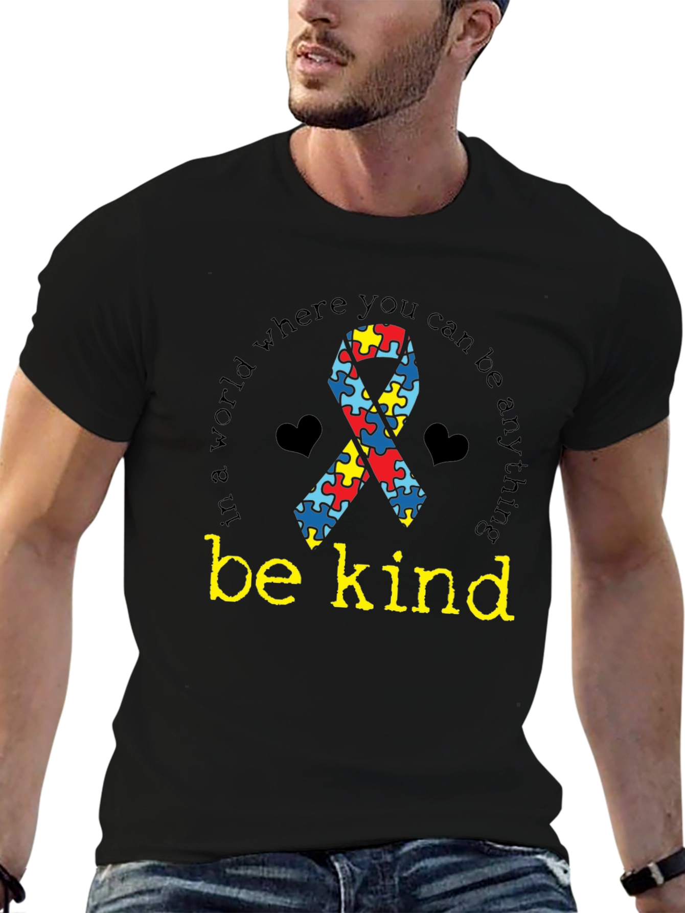 Autism Awareness Be Kind Black T-Shirt