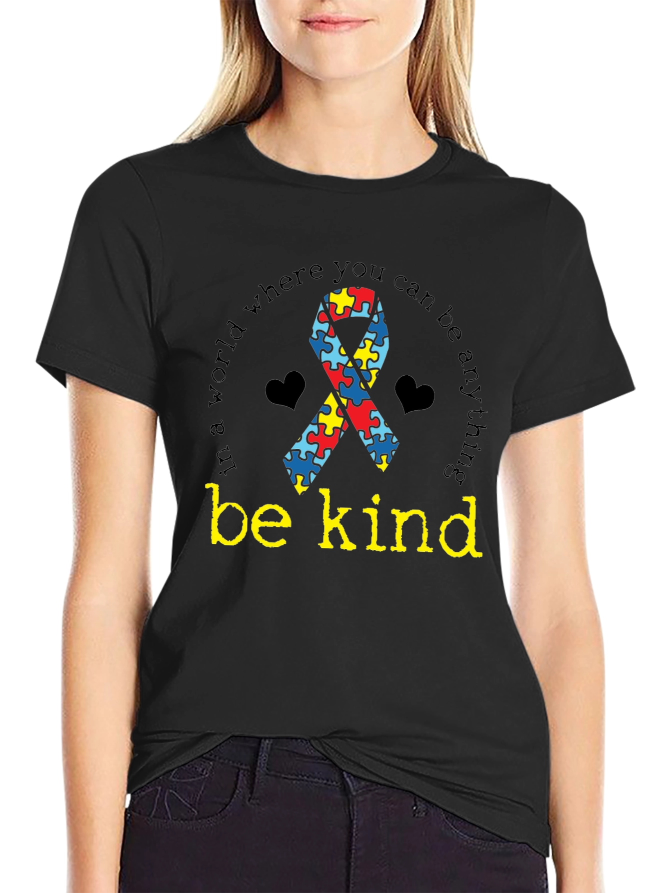 Autism Awareness Be Kind Black T-Shirt