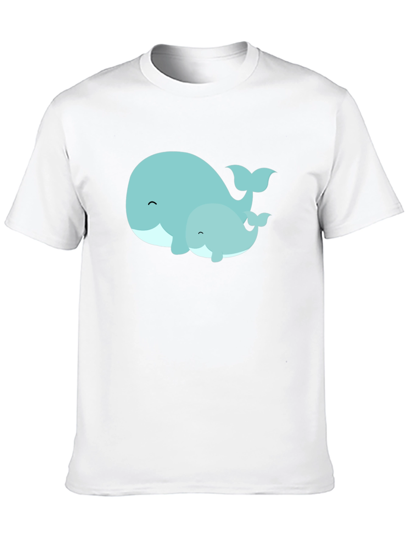 Cute Whale Family Graphic Tee - Black