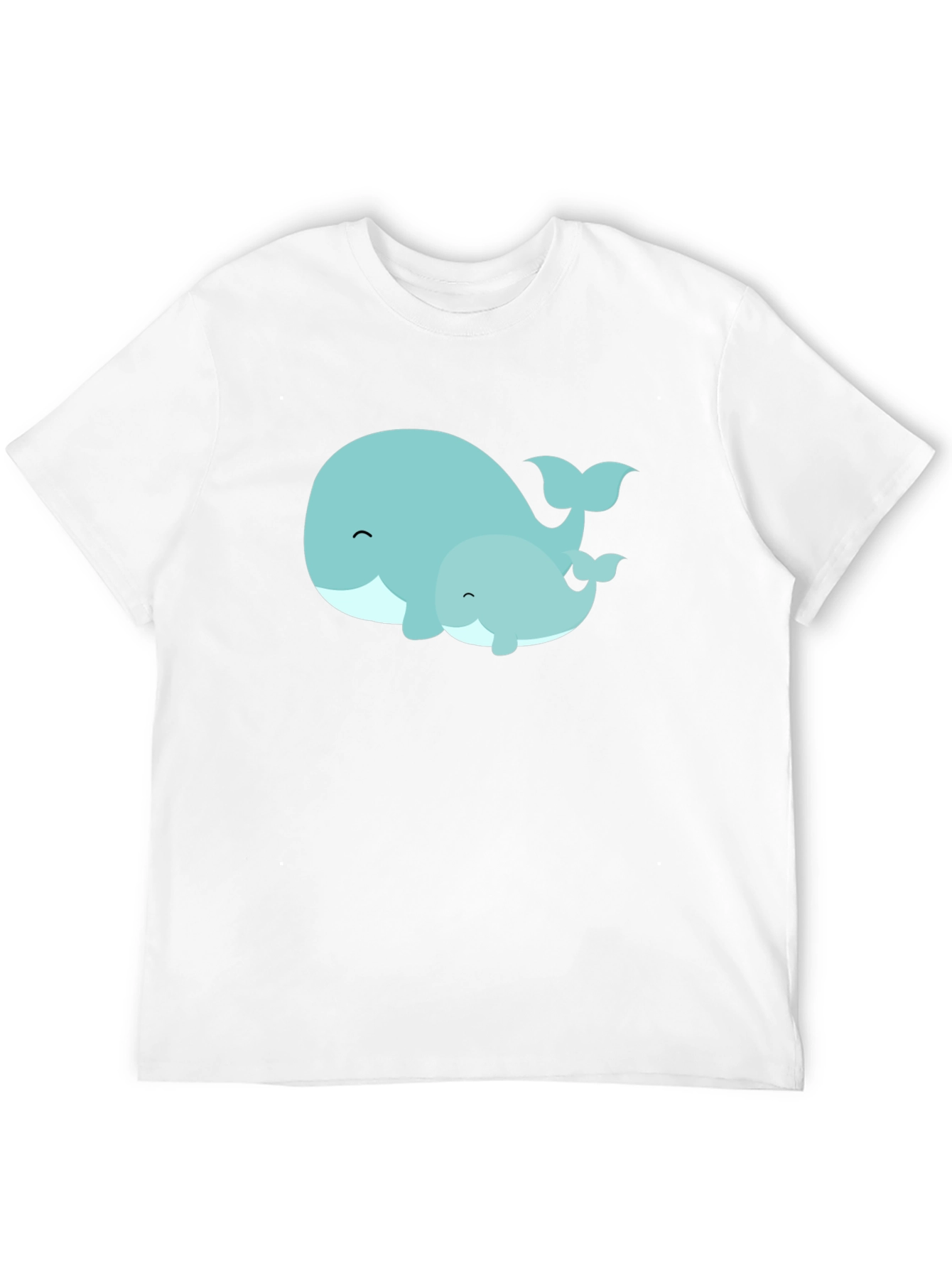 Cute Whale Family Graphic Tee - Black