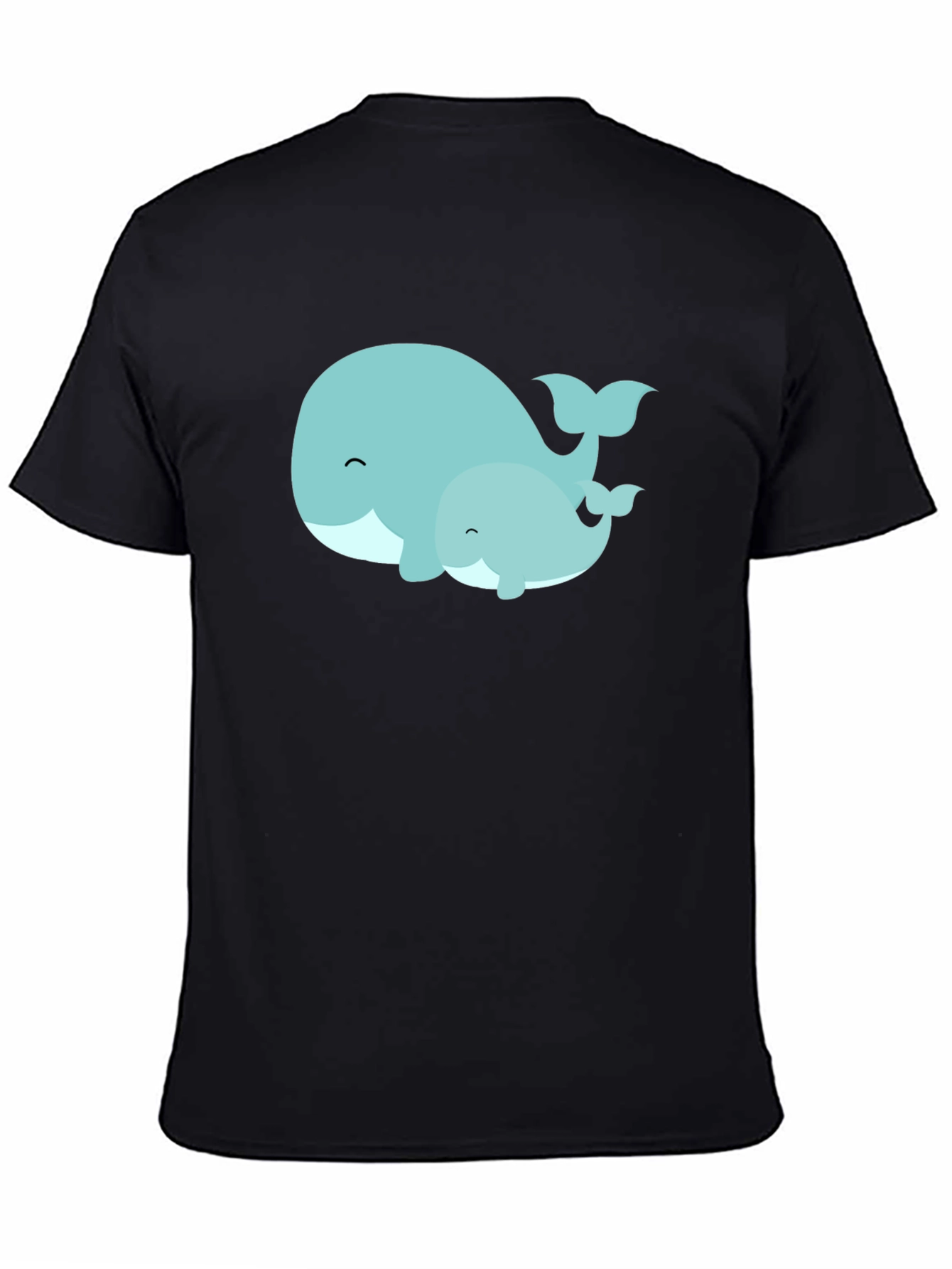 Cute Whale Family Graphic Tee - Black