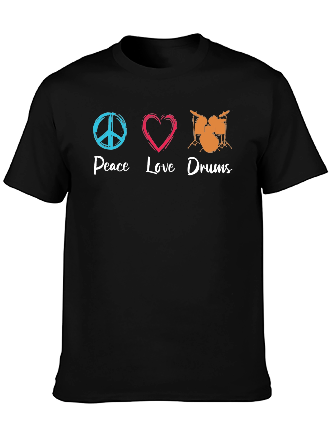 Peace Love Drums Black T-Shirt