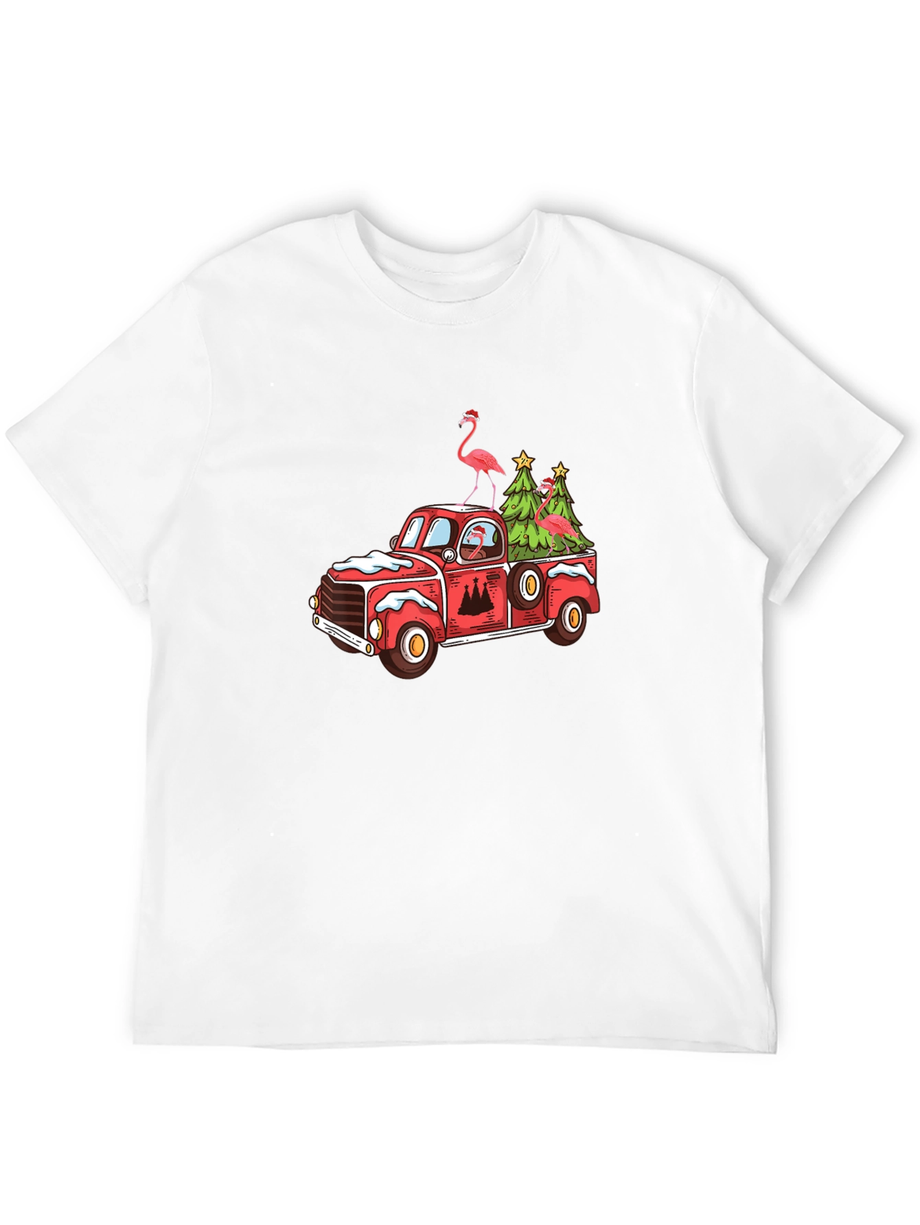 Festive Flamingo Christmas Truck Tee