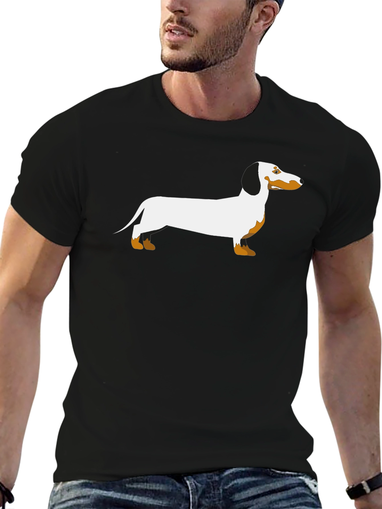 Dachshund Graphic T-Shirt - Black Cotton Blend