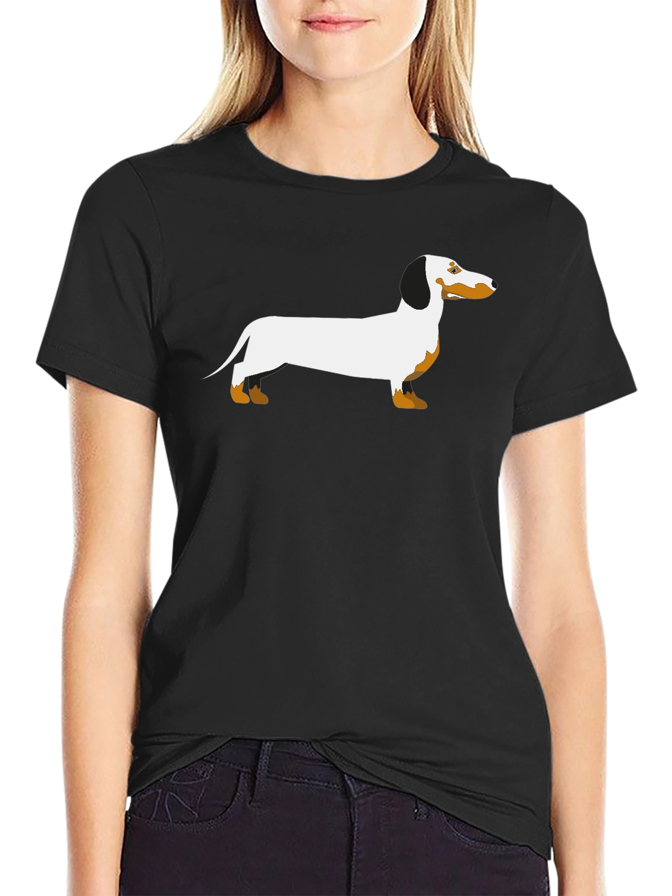 Dachshund Graphic T-Shirt - Black Cotton Blend
