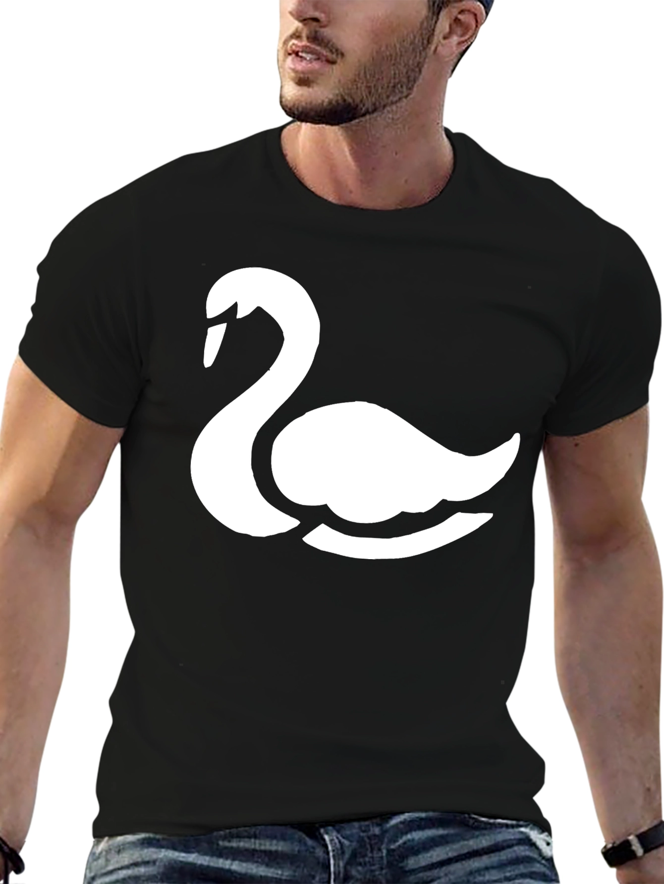 Swan Graphic Black T-Shirt - Stylish & Comfortable
