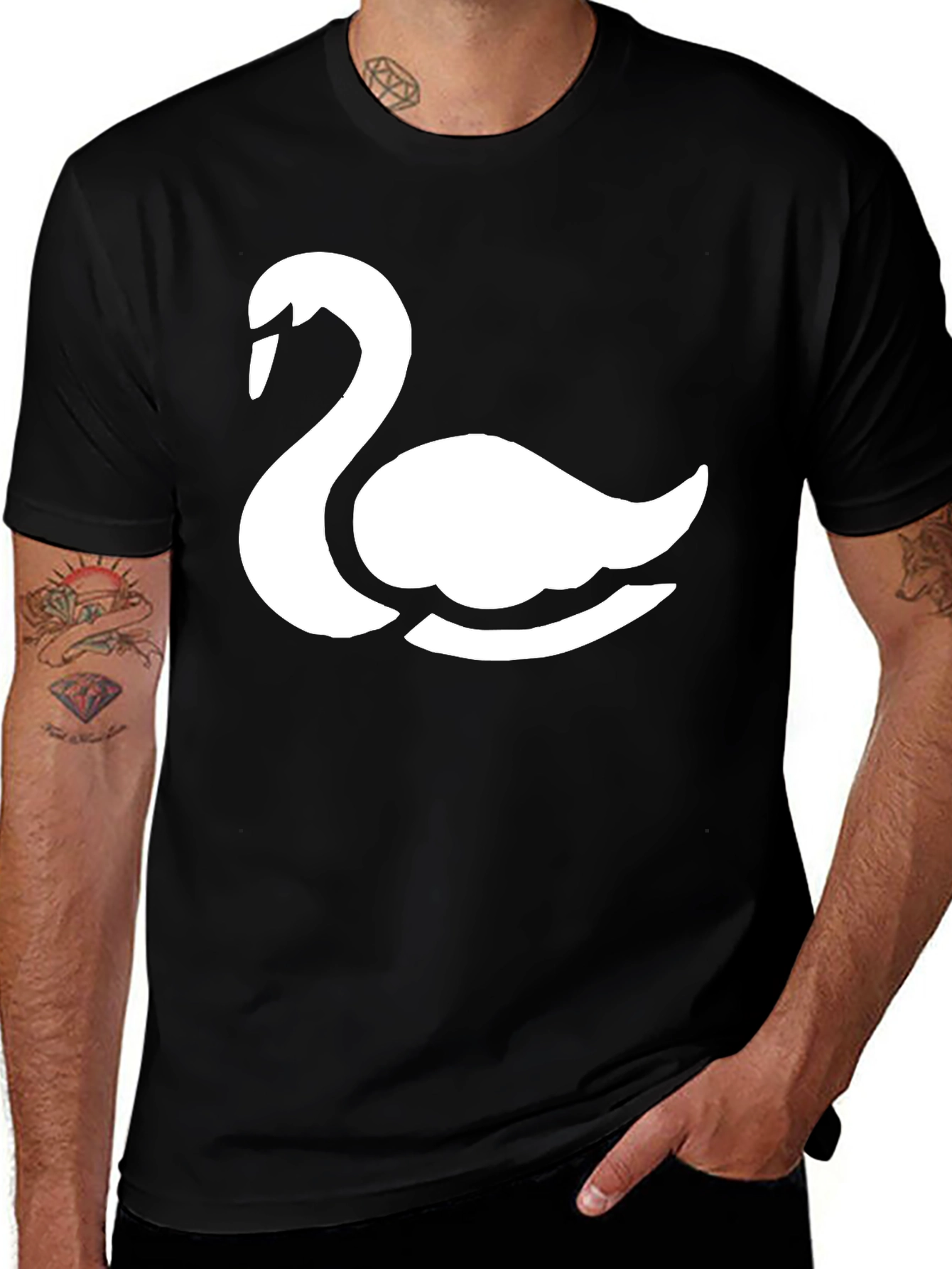 Swan Graphic Black T-Shirt - Stylish & Comfortable
