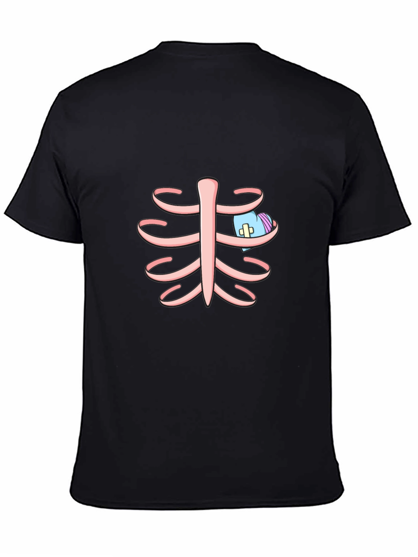 Rib Cage T-Shirt with Cartoon Heart