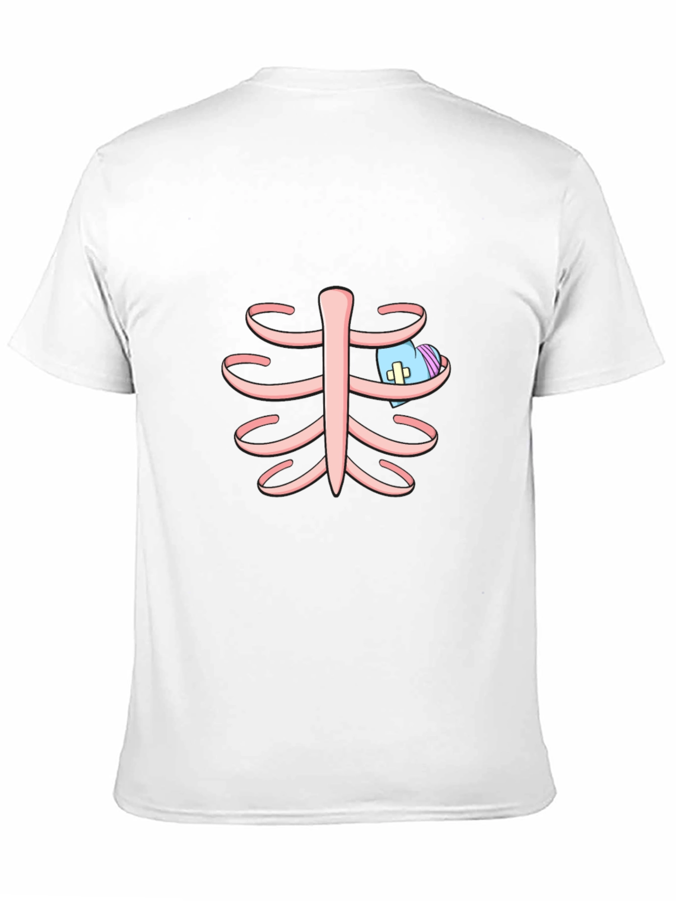 Rib Cage T-Shirt with Cartoon Heart