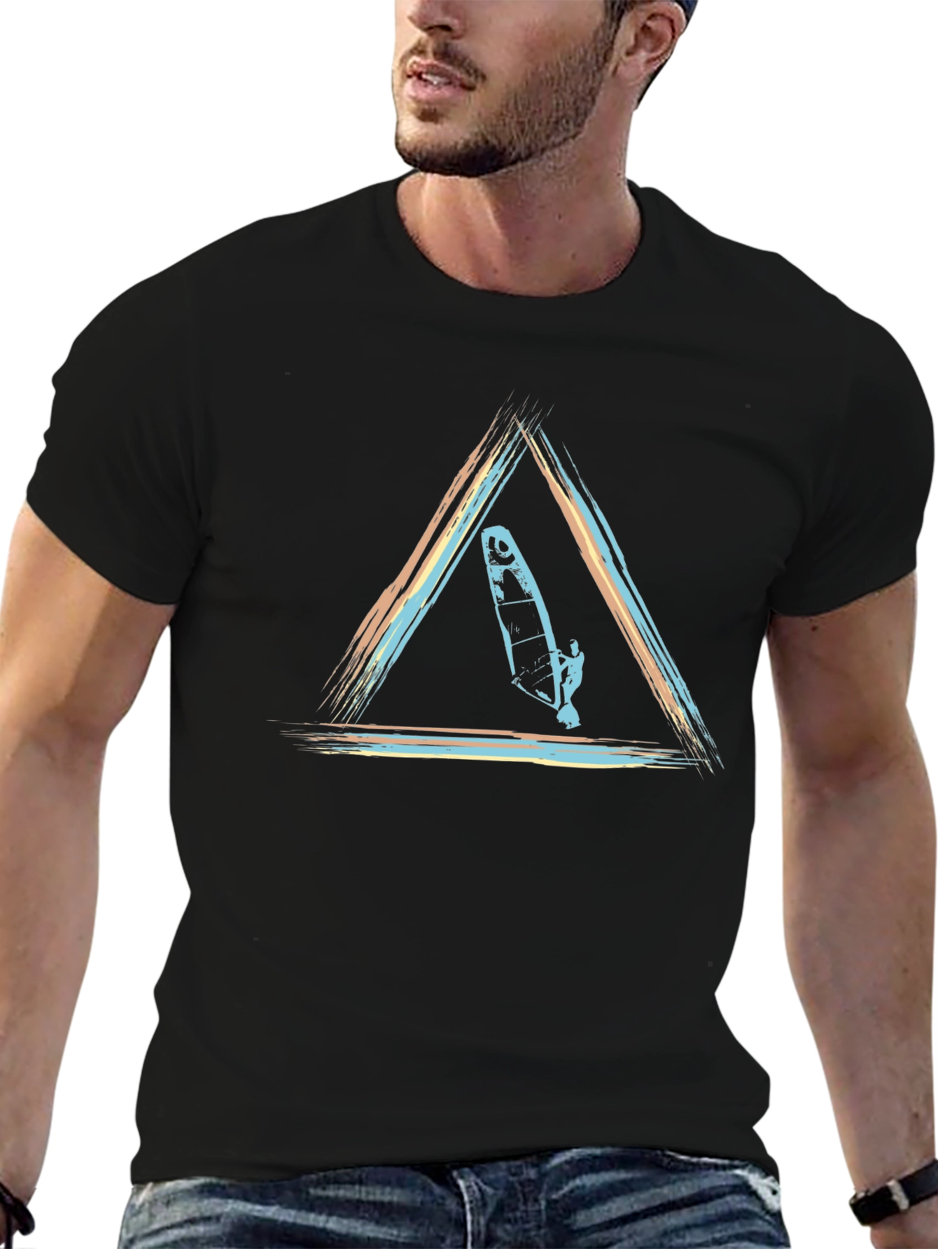 Windsurf Triangle Graphic T-Shirt - Black