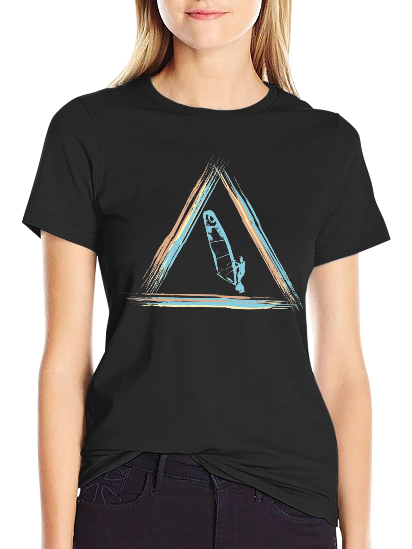 Windsurf Triangle Graphic T-Shirt - Black