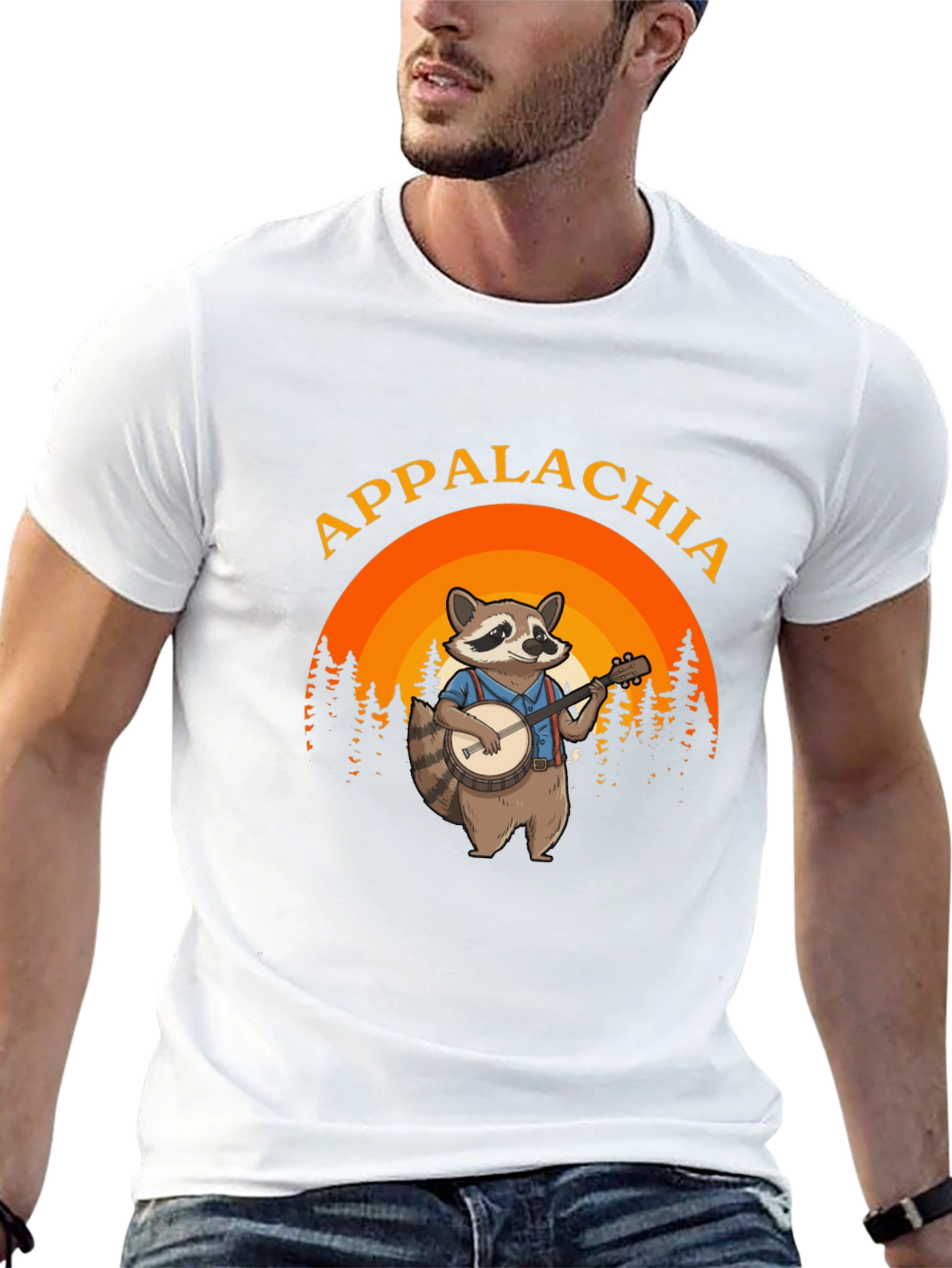 Appalachia Raccoon Banjo Black T-Shirt