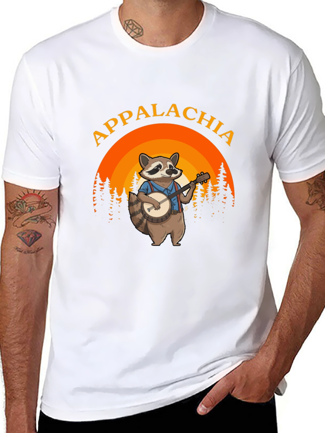 Appalachia Raccoon Banjo Black T-Shirt