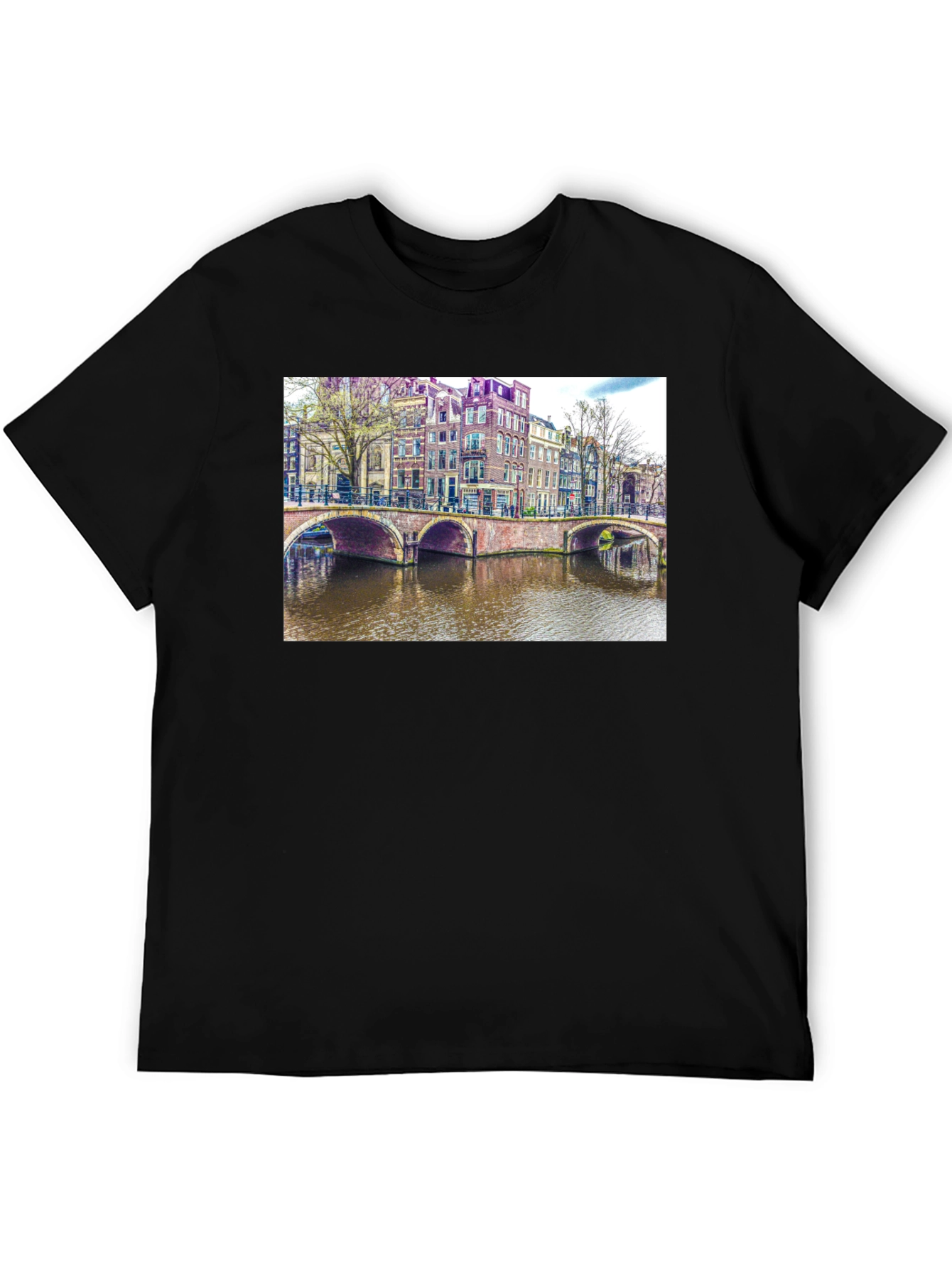 Amsterdam Canal T-Shirt - Unique Cityscape Design