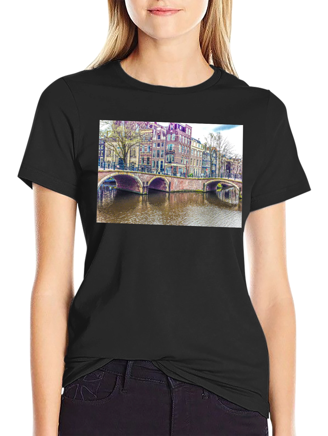 Amsterdam Canal T-Shirt - Unique Cityscape Design