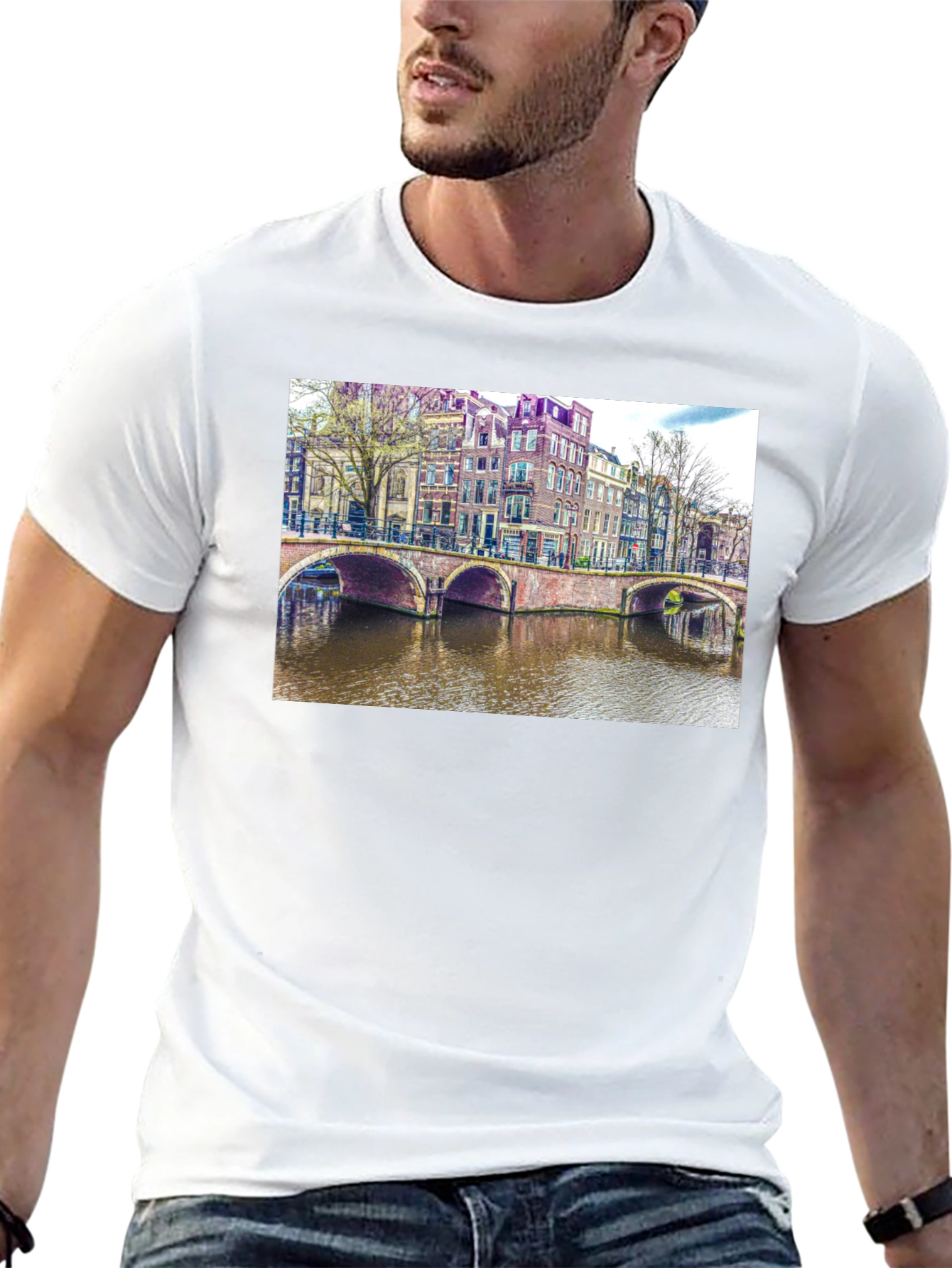 Amsterdam Canal T-Shirt - Unique Cityscape Design
