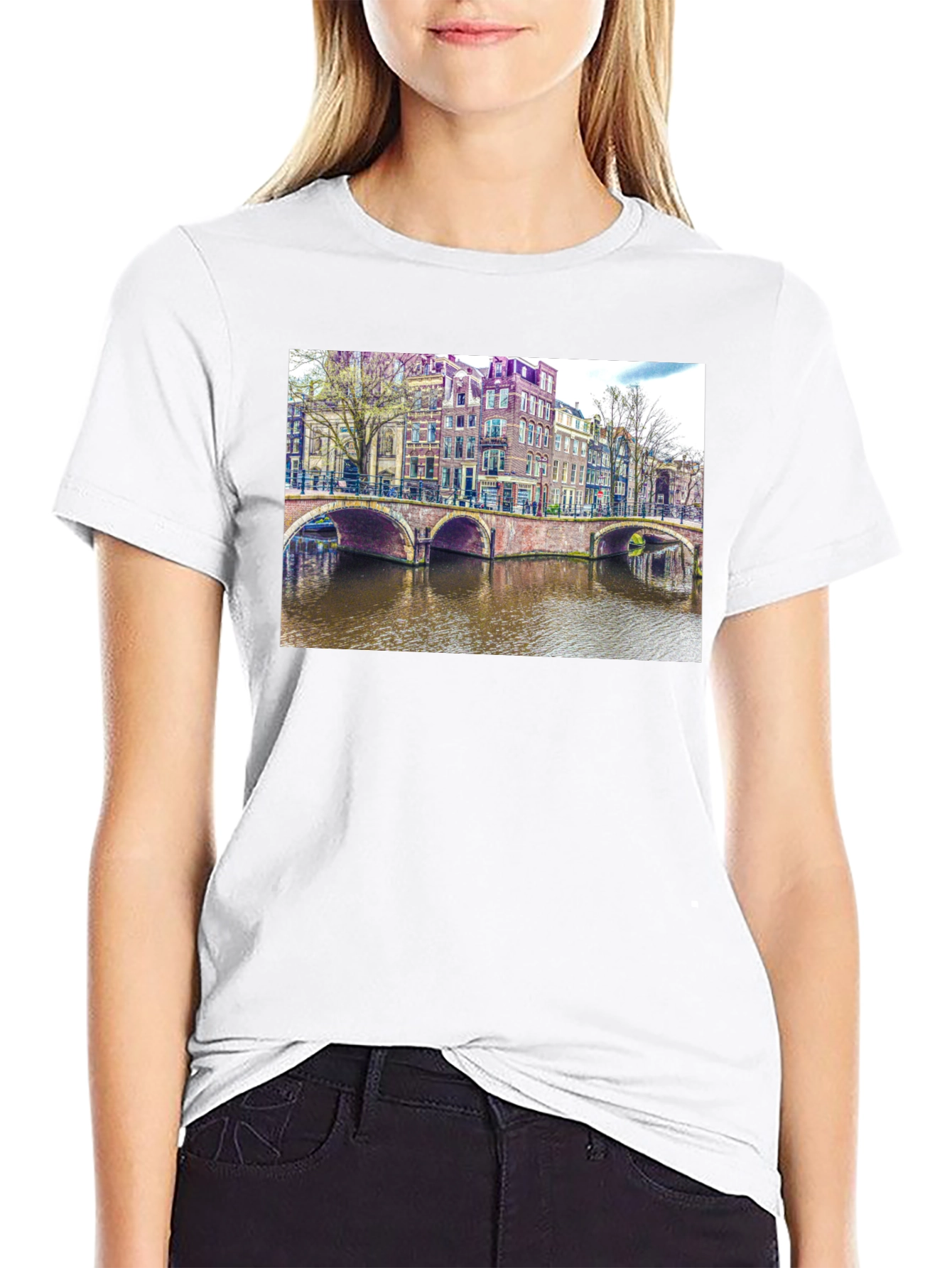 Amsterdam Canal T-Shirt - Unique Cityscape Design
