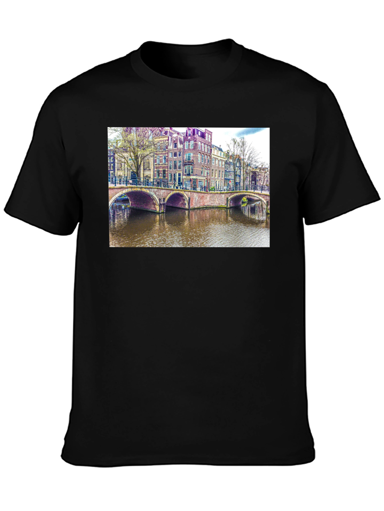 Amsterdam Canal T-Shirt - Unique Cityscape Design