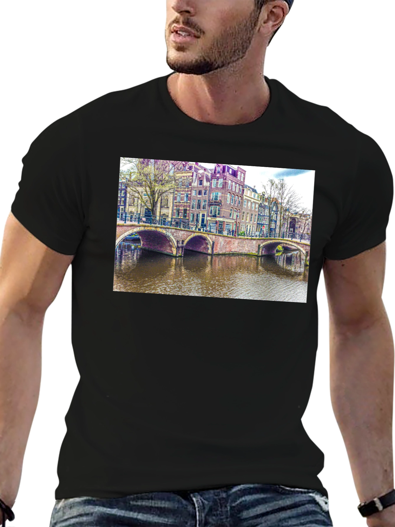 Amsterdam Canal T-Shirt - Unique Cityscape Design